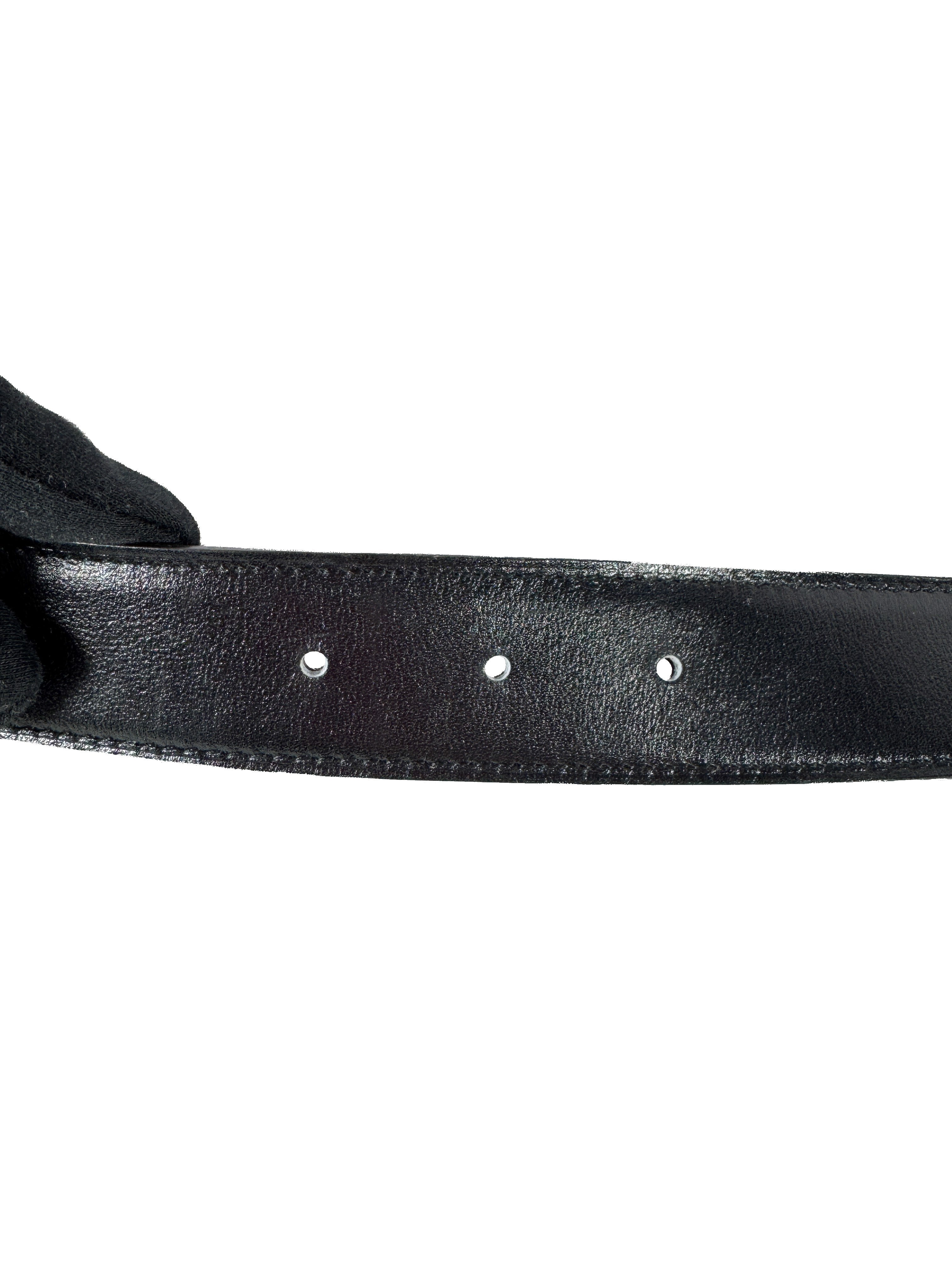 Hermès black Reversible Box 135 Togo Calfskin Constance Belt A AA O2O SZ85