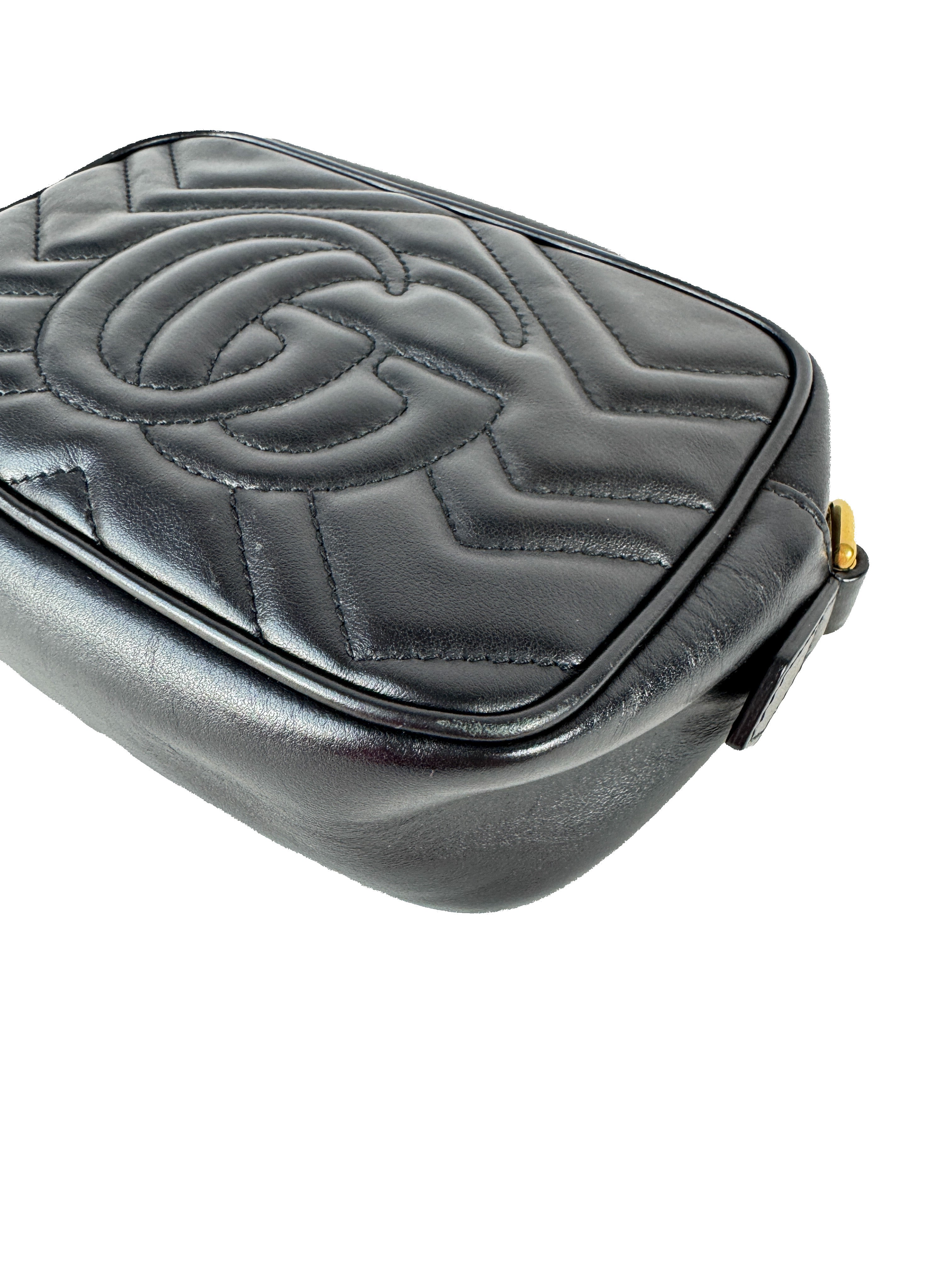 Gucci GG mini Marmont black leather crossbody 0654498879