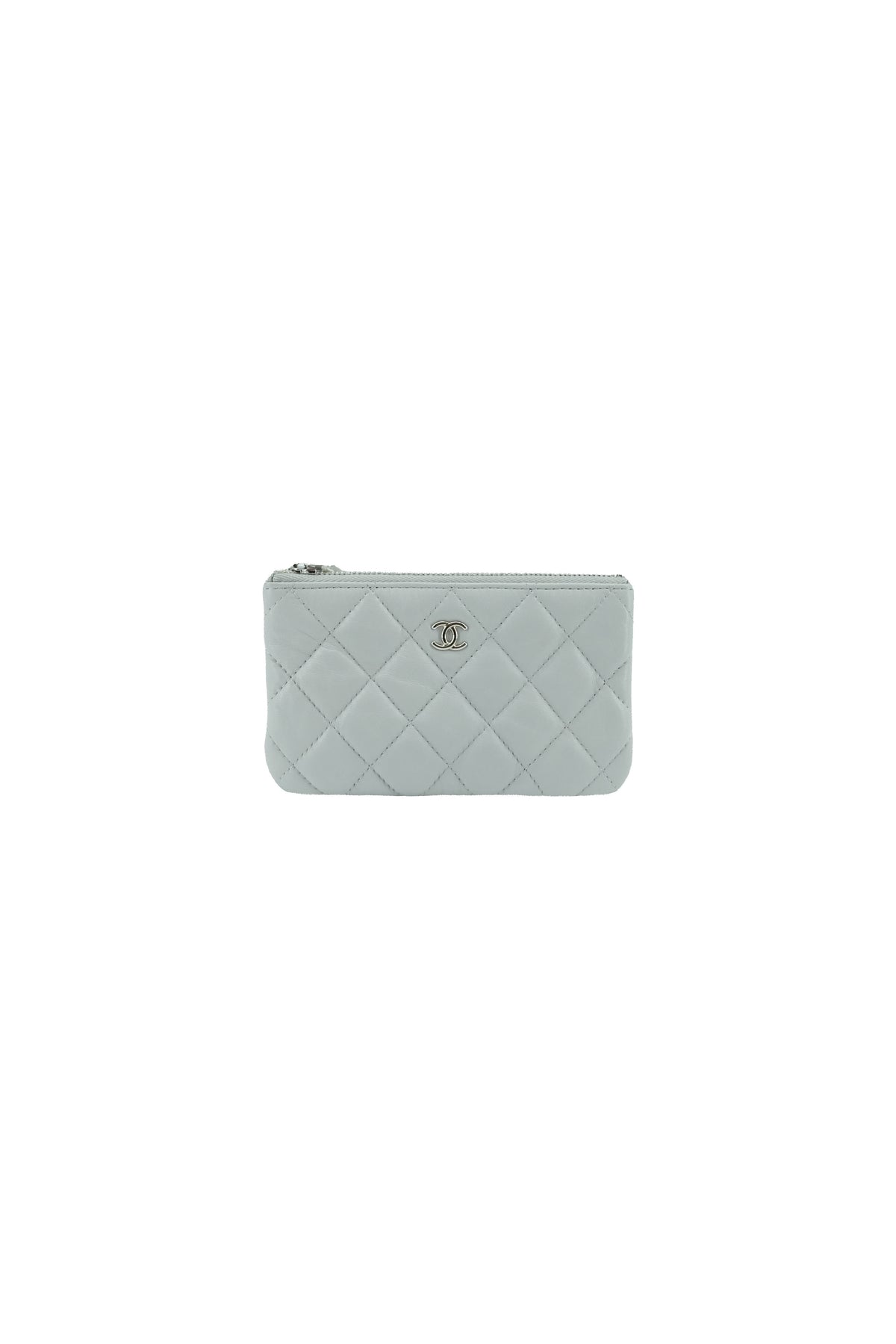 Chanel light gray quilted small cosmetic pouch NEW 29139369