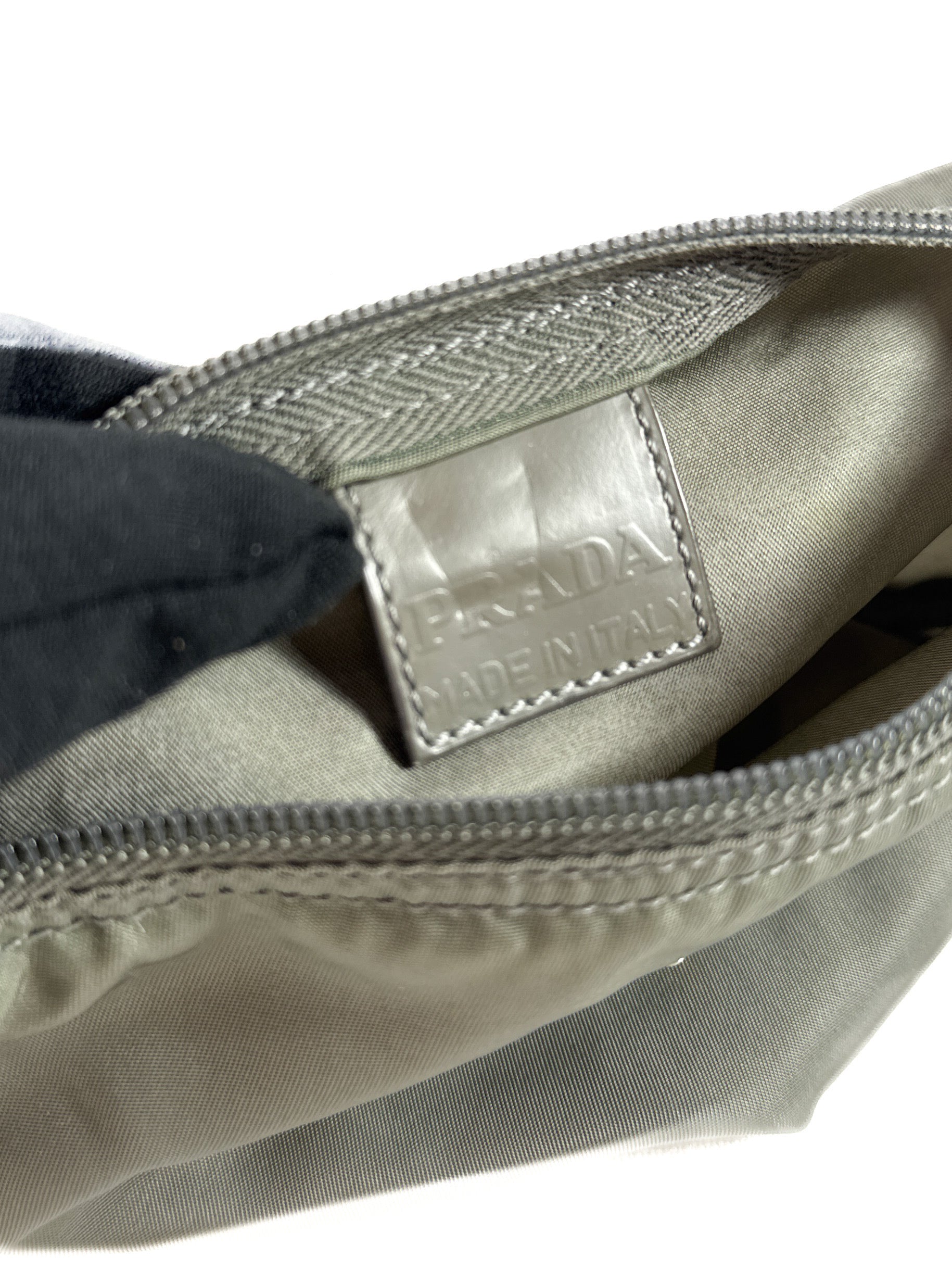 Prada tessuto gray vintage zip pouch