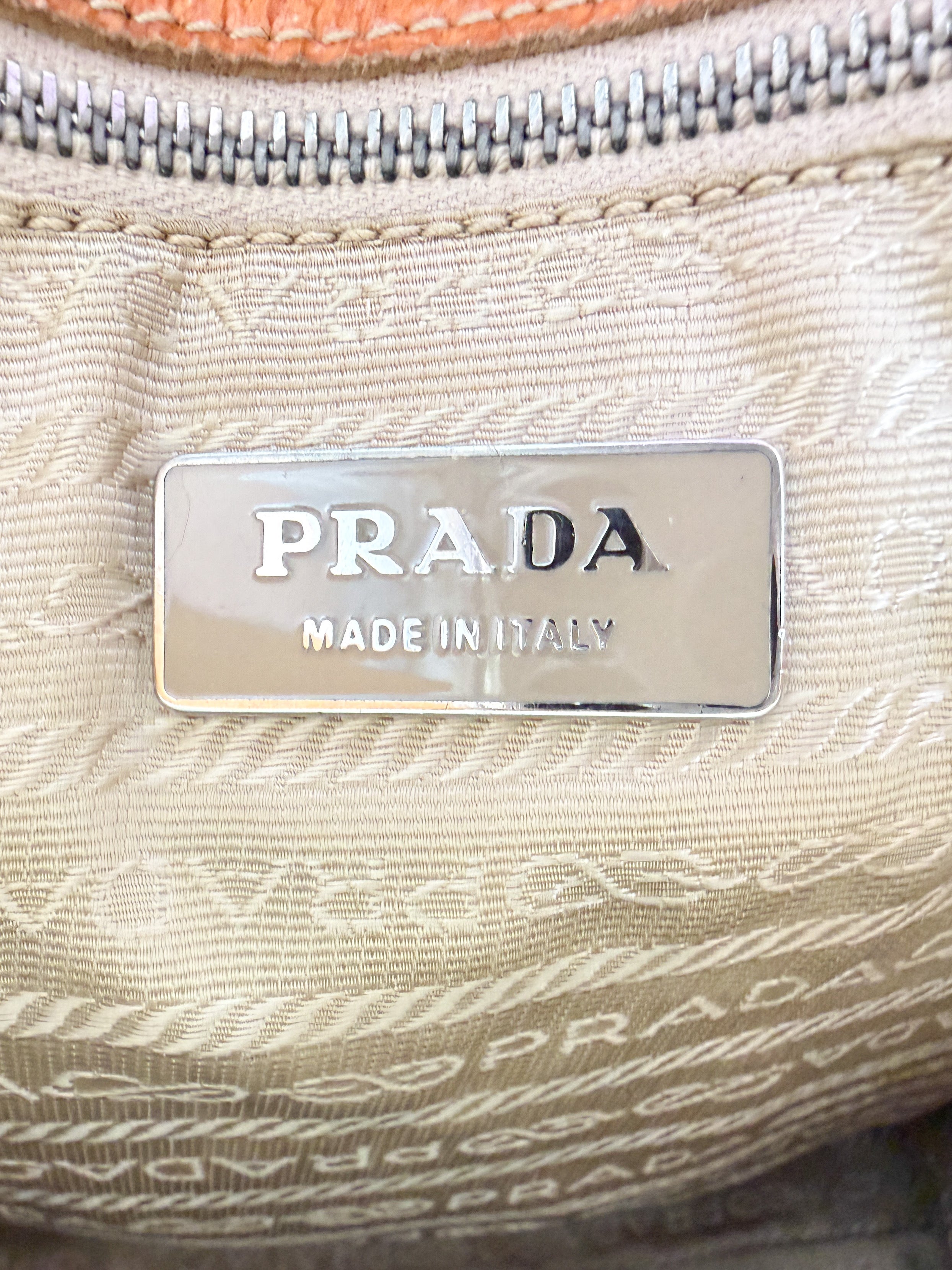 Prada orange leather mini tote