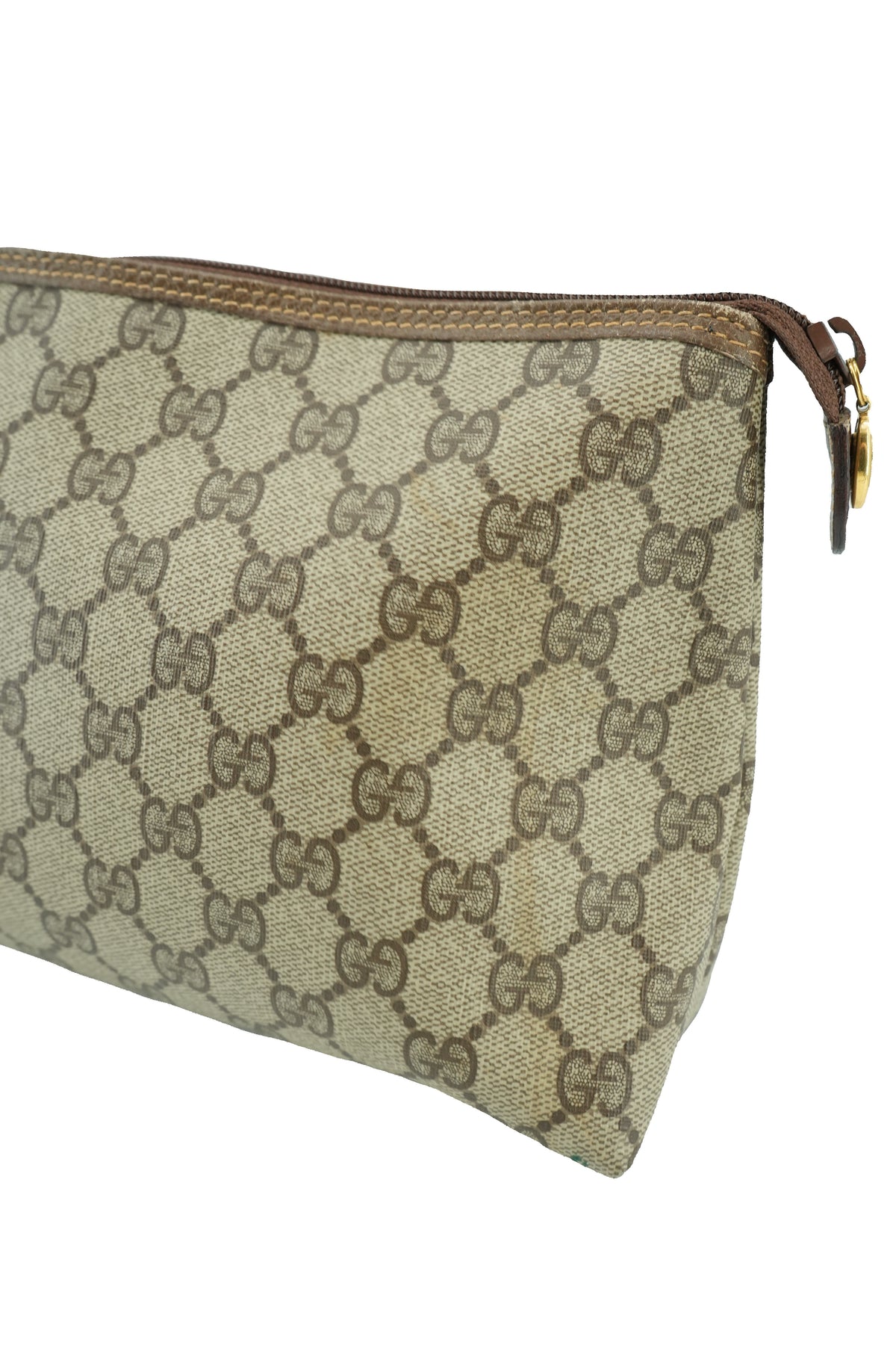 Gucci brown vintage zip pouch 014-115-6088