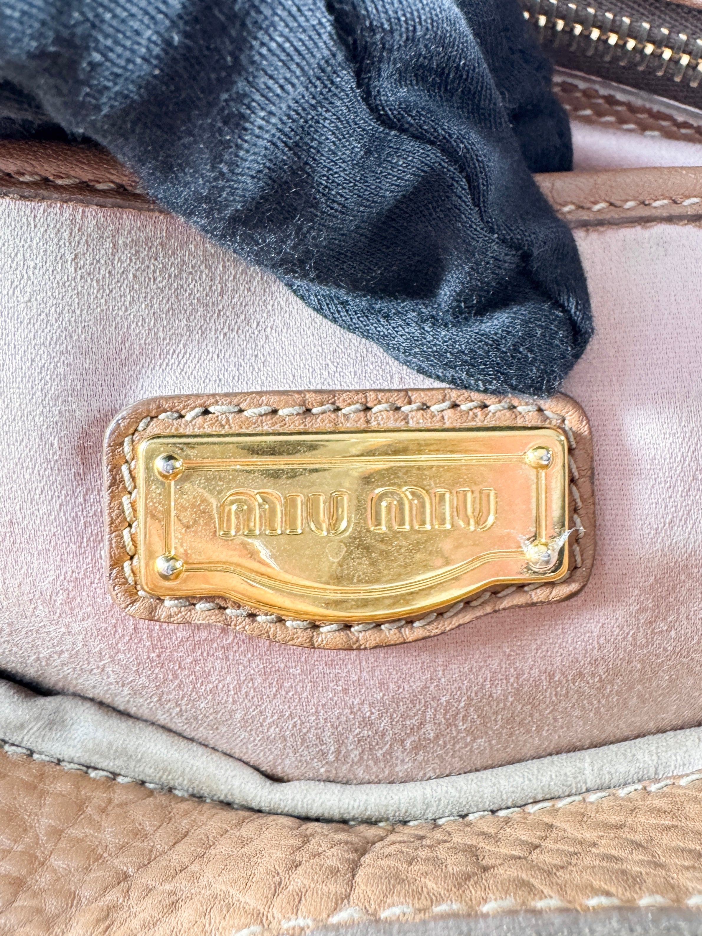 Miu Miu brown pebbled leather tote 56