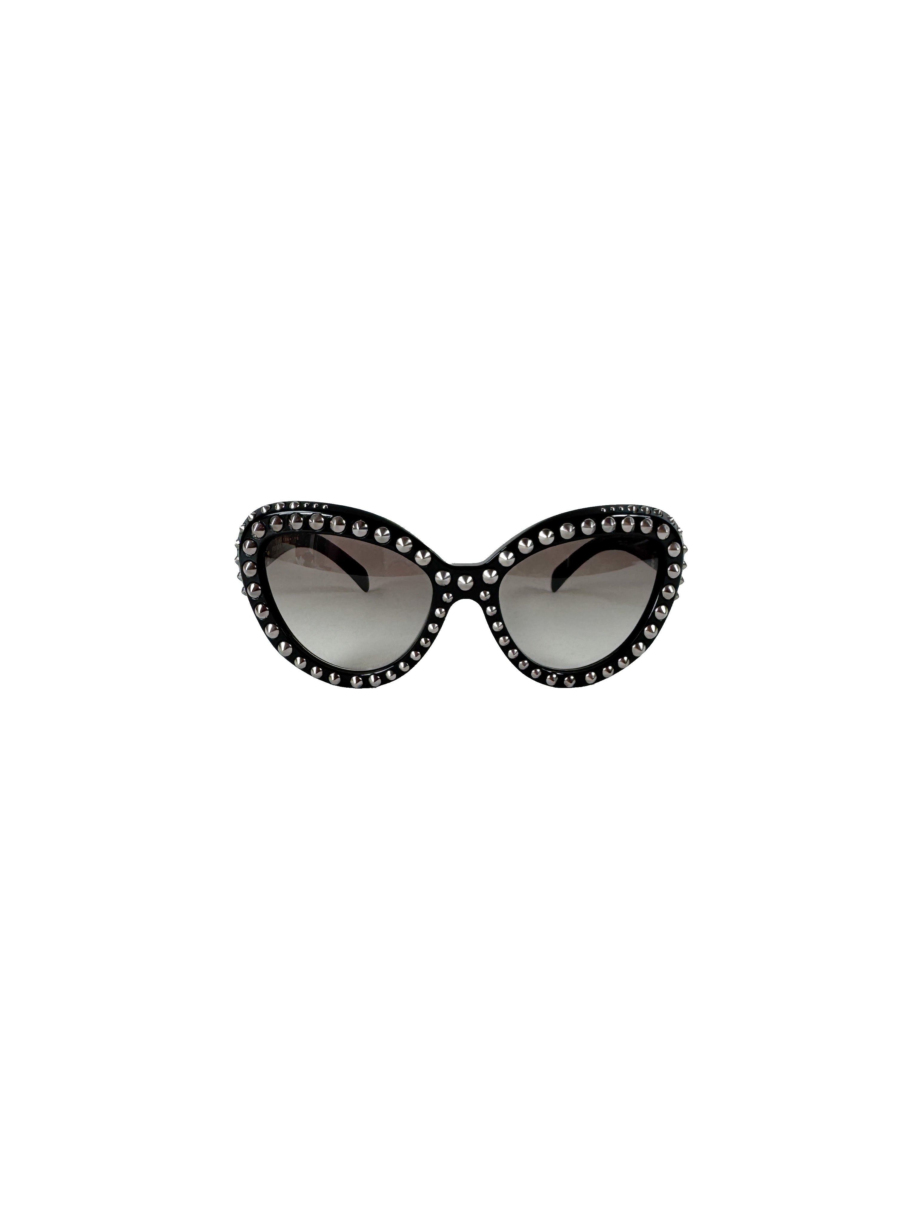 Prada black silver studded sunglasses SPR31Q