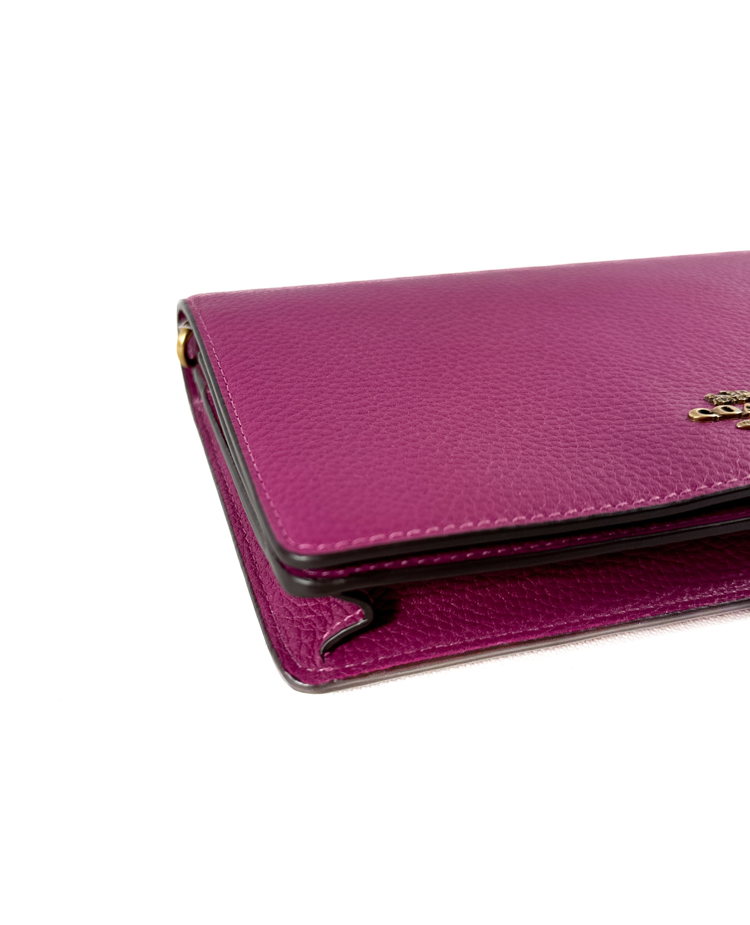 Coach Hayden purple leather foldover WOC NWT