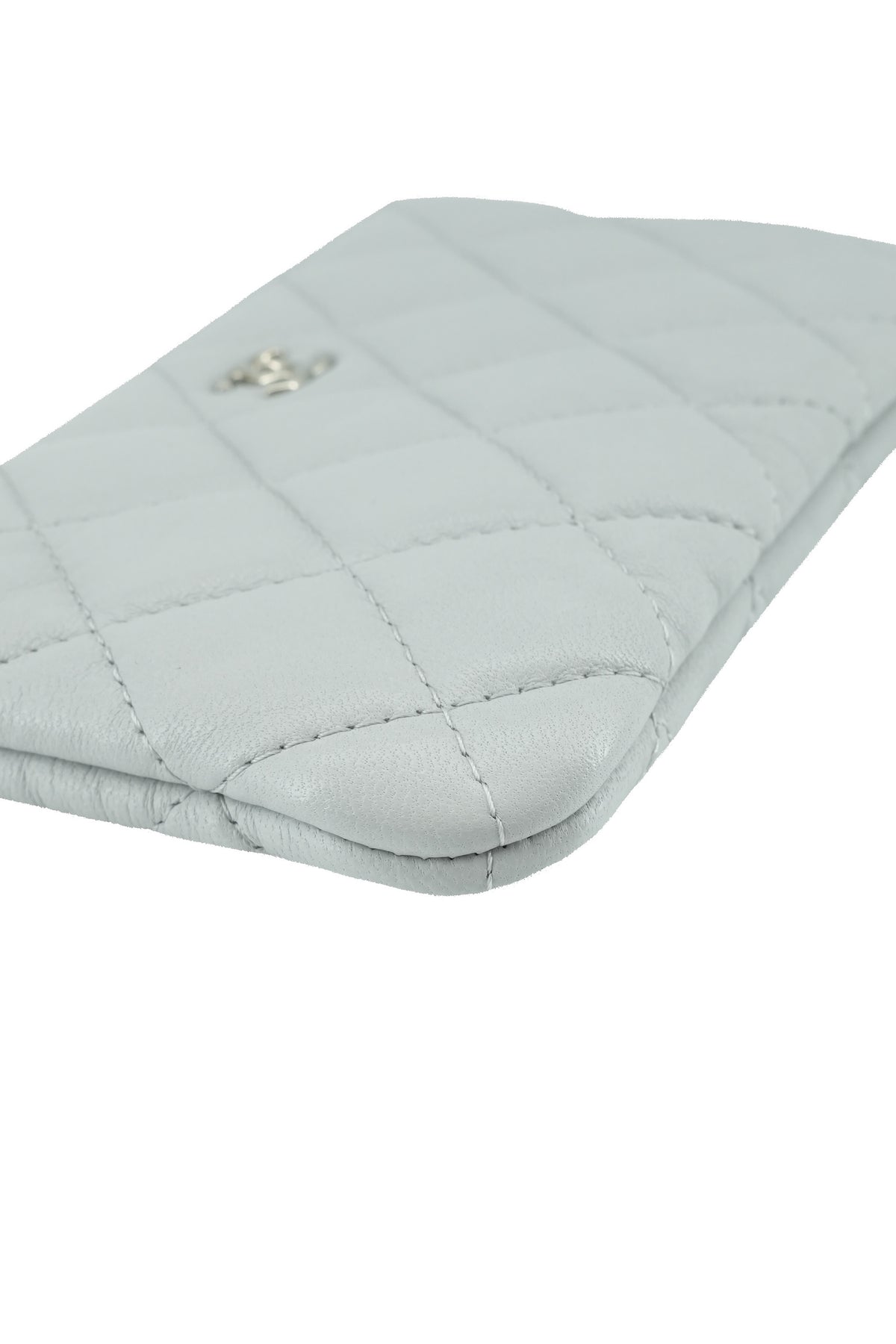 Chanel light gray quilted small cosmetic pouch NEW 29139369
