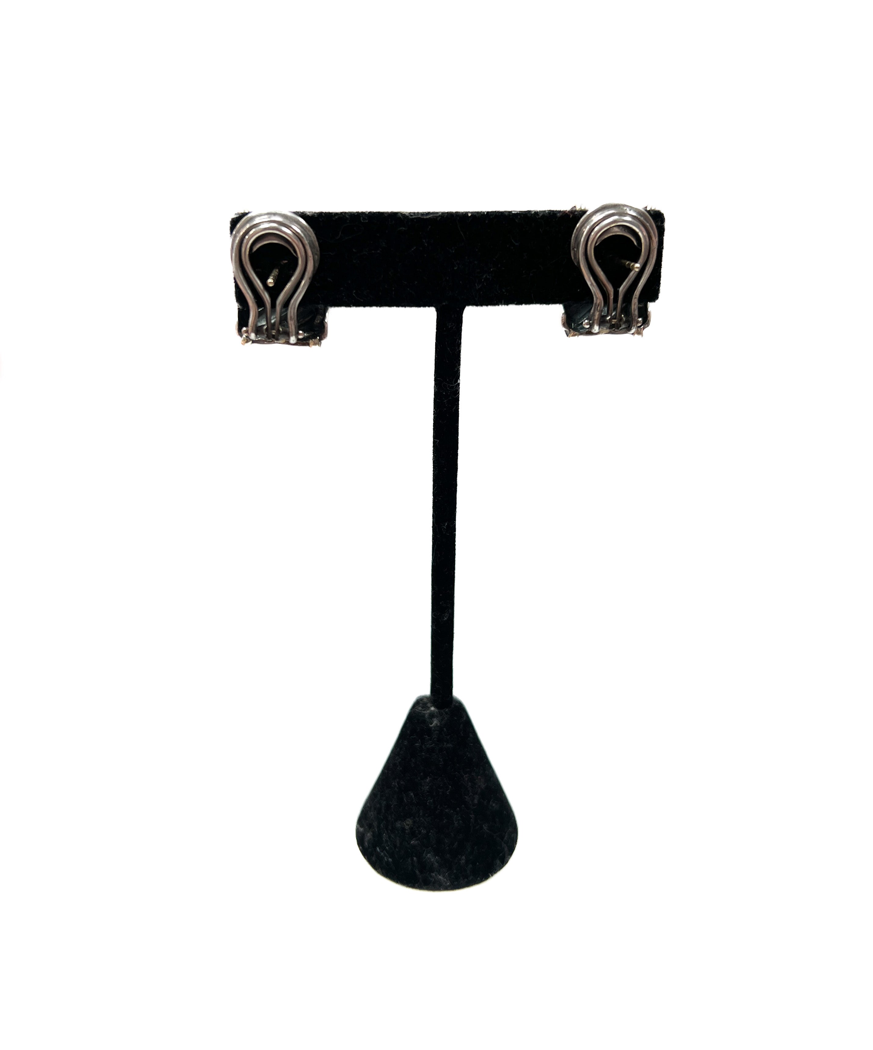 David Yurman sterling silver & gold cigar band earclips