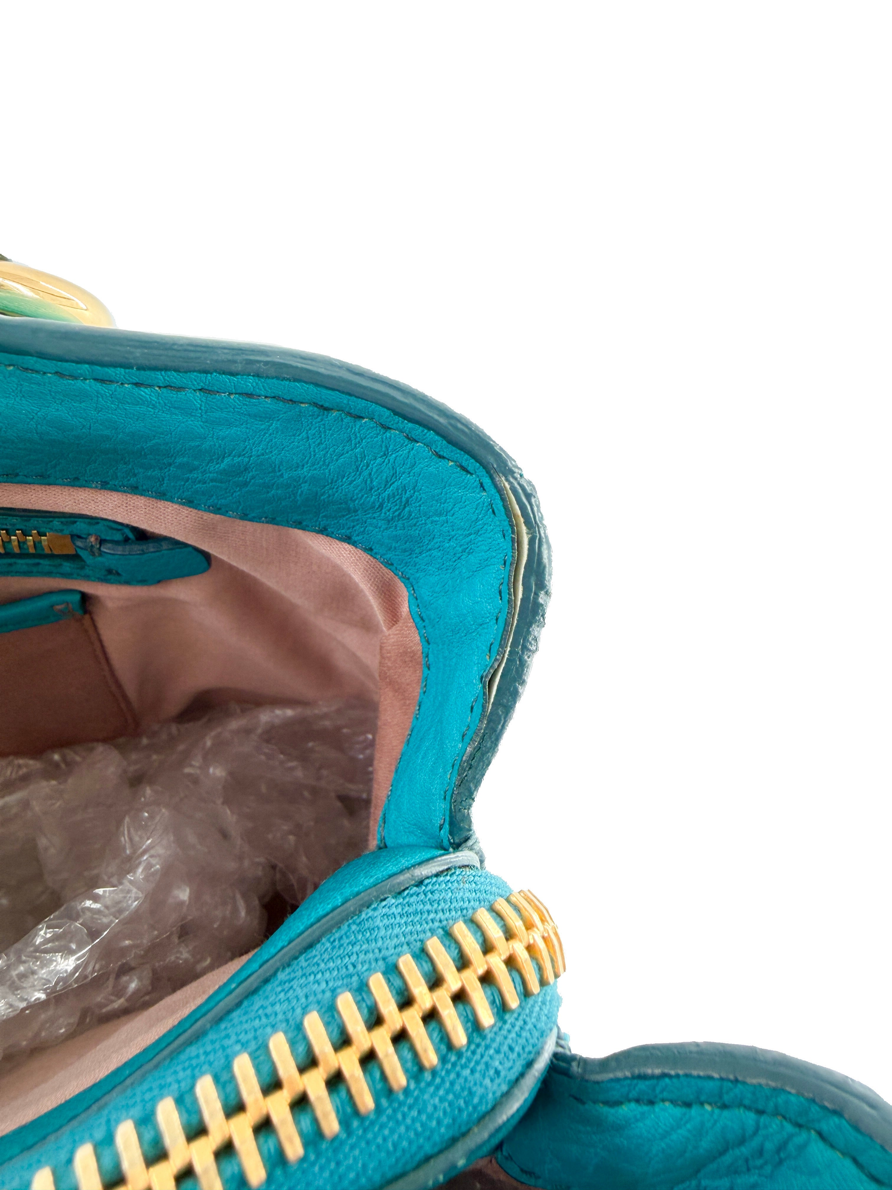 Miu Miu teal blue Caribe leather tote 122