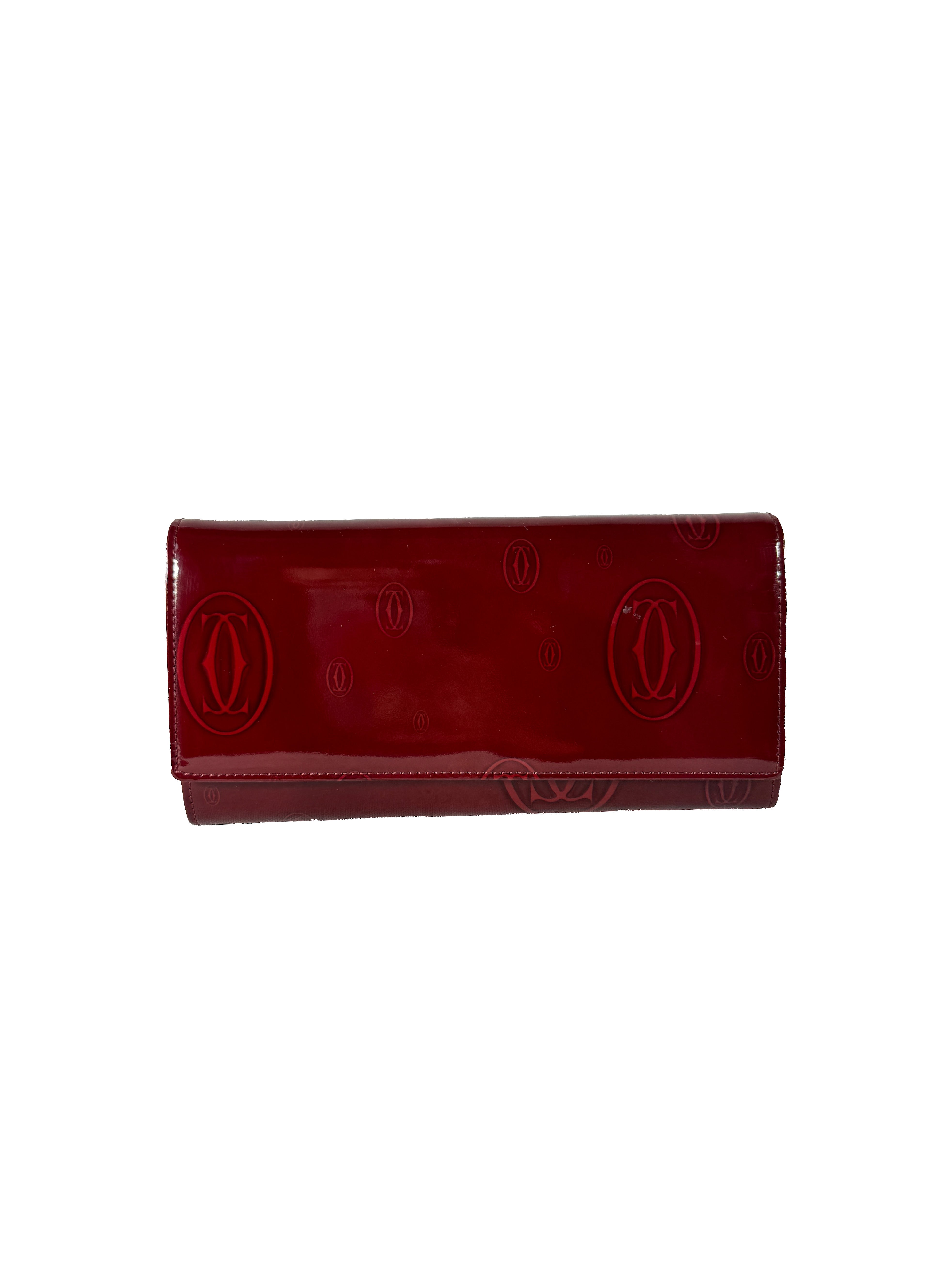 Cartier red patent leather Happy Birthday wallet FCWE