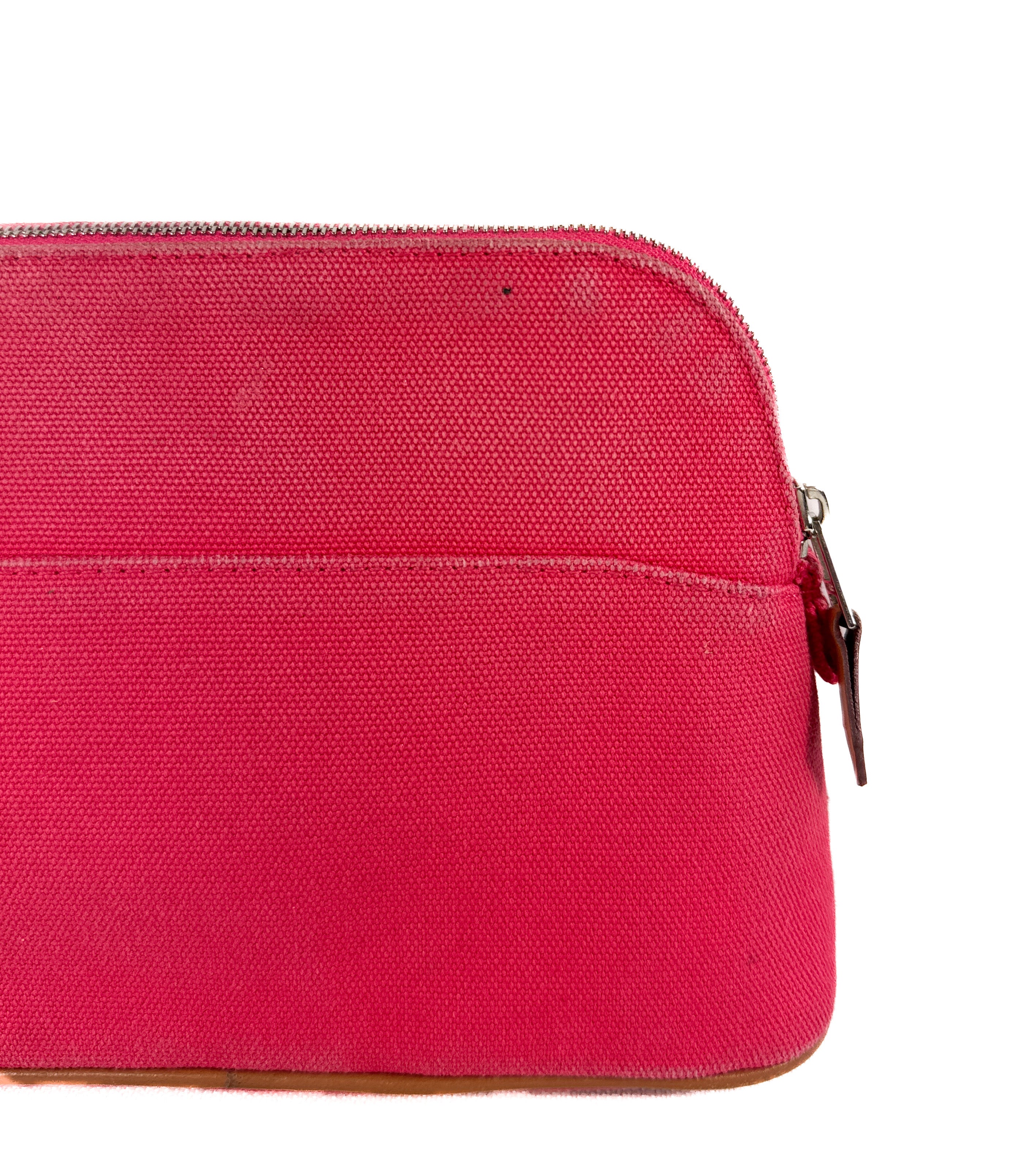 Hermès bright pink cotton Bolide zip pouch