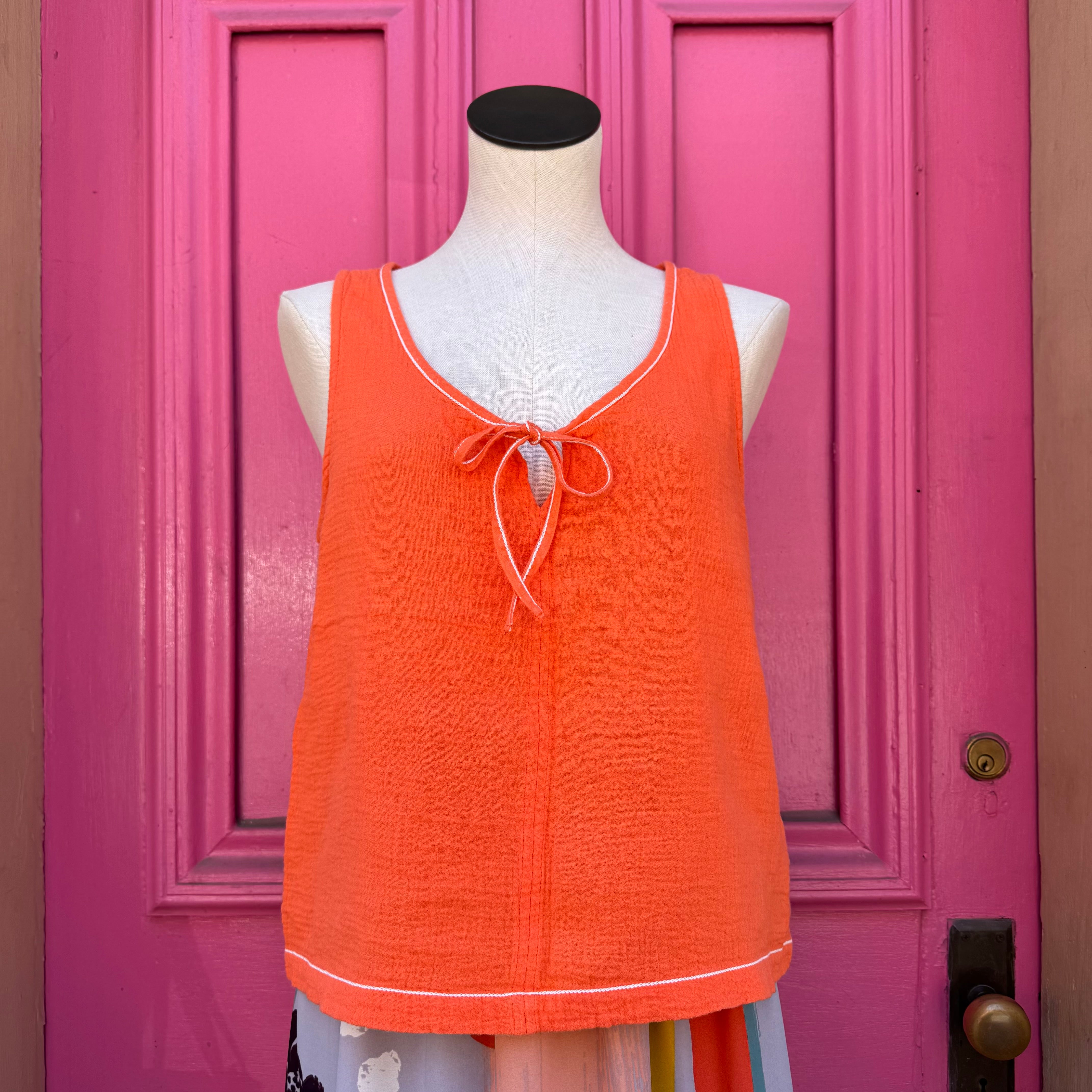 Lilla P orange cotton tank top size M