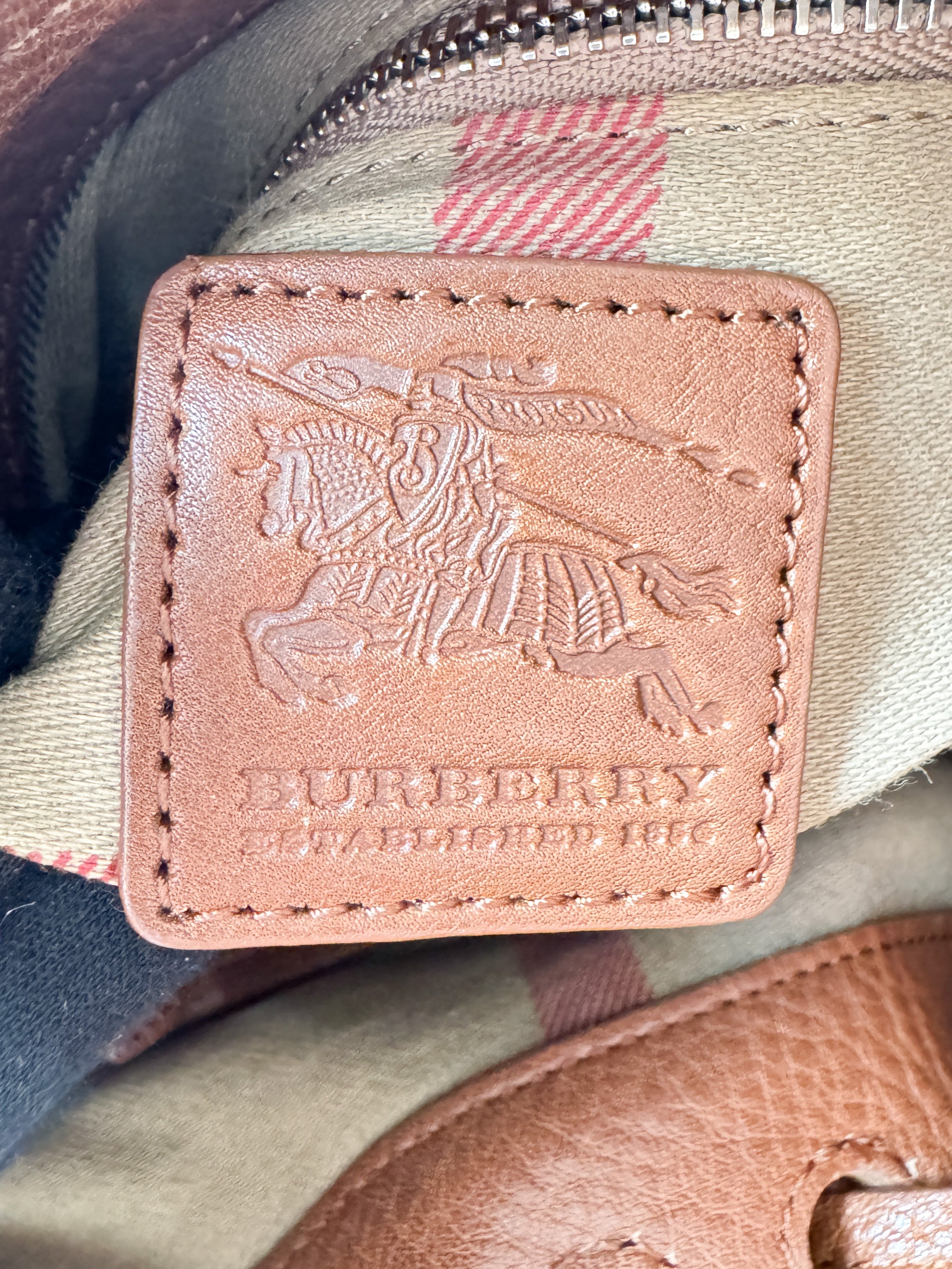 Burberry cream/brown logo canvas bucket bag