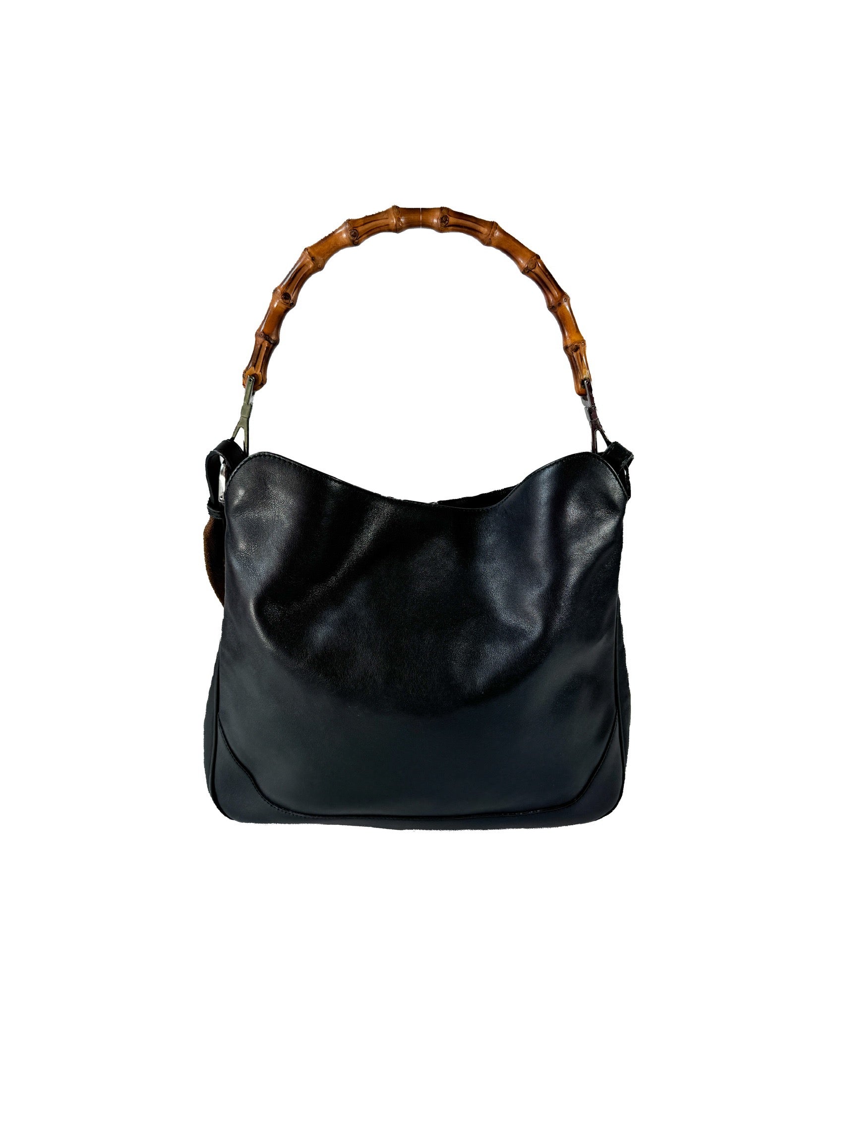 Gucci black leather bamboo handle bag 14095001553