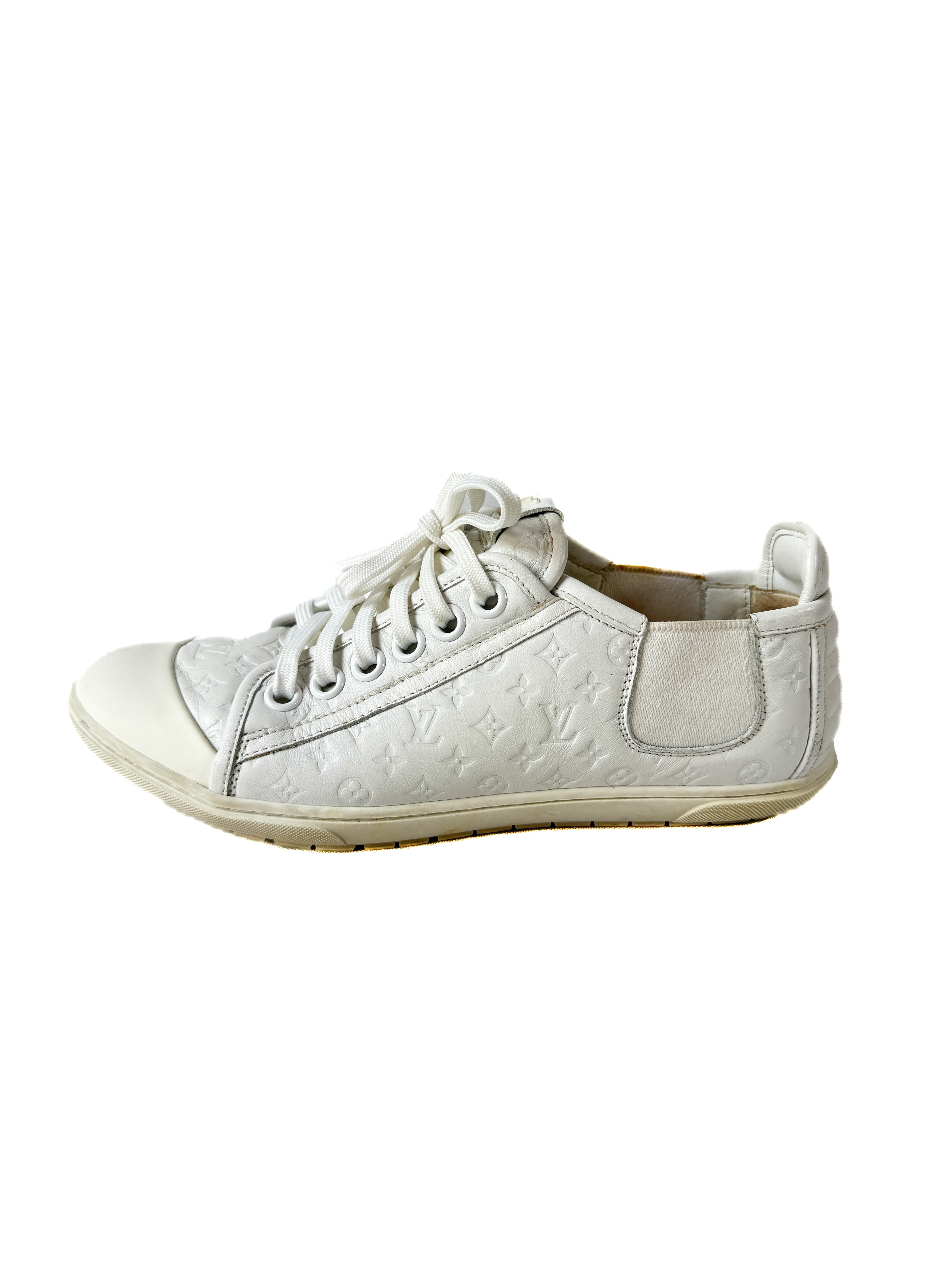 Louis Vuitton white leather monogram sneakers size 37 MS0172