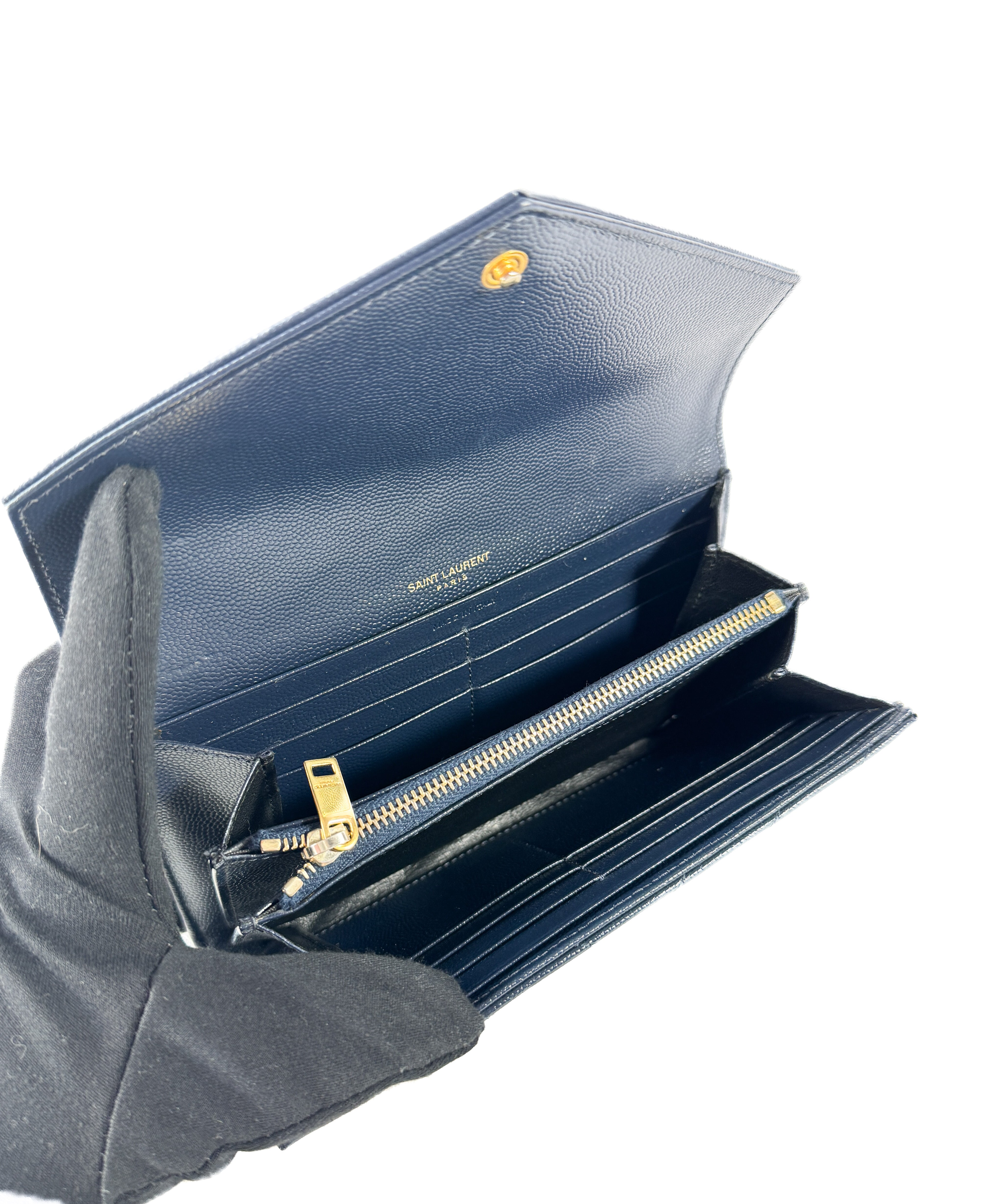 Saint Laurent navy Cassandre long wallet CFP3722640618