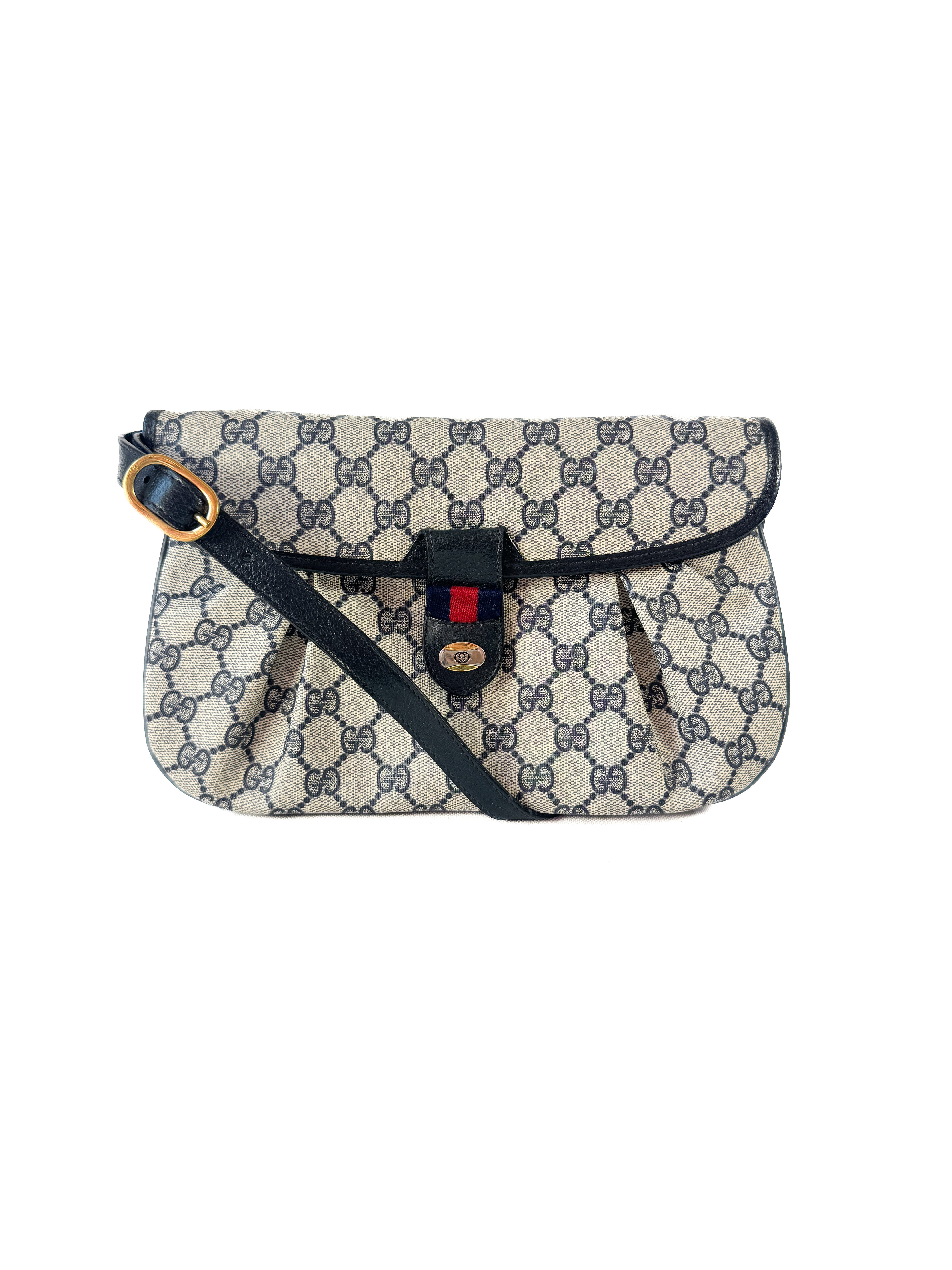 Gucci navy vintage GG shoulder bag 10-02-051