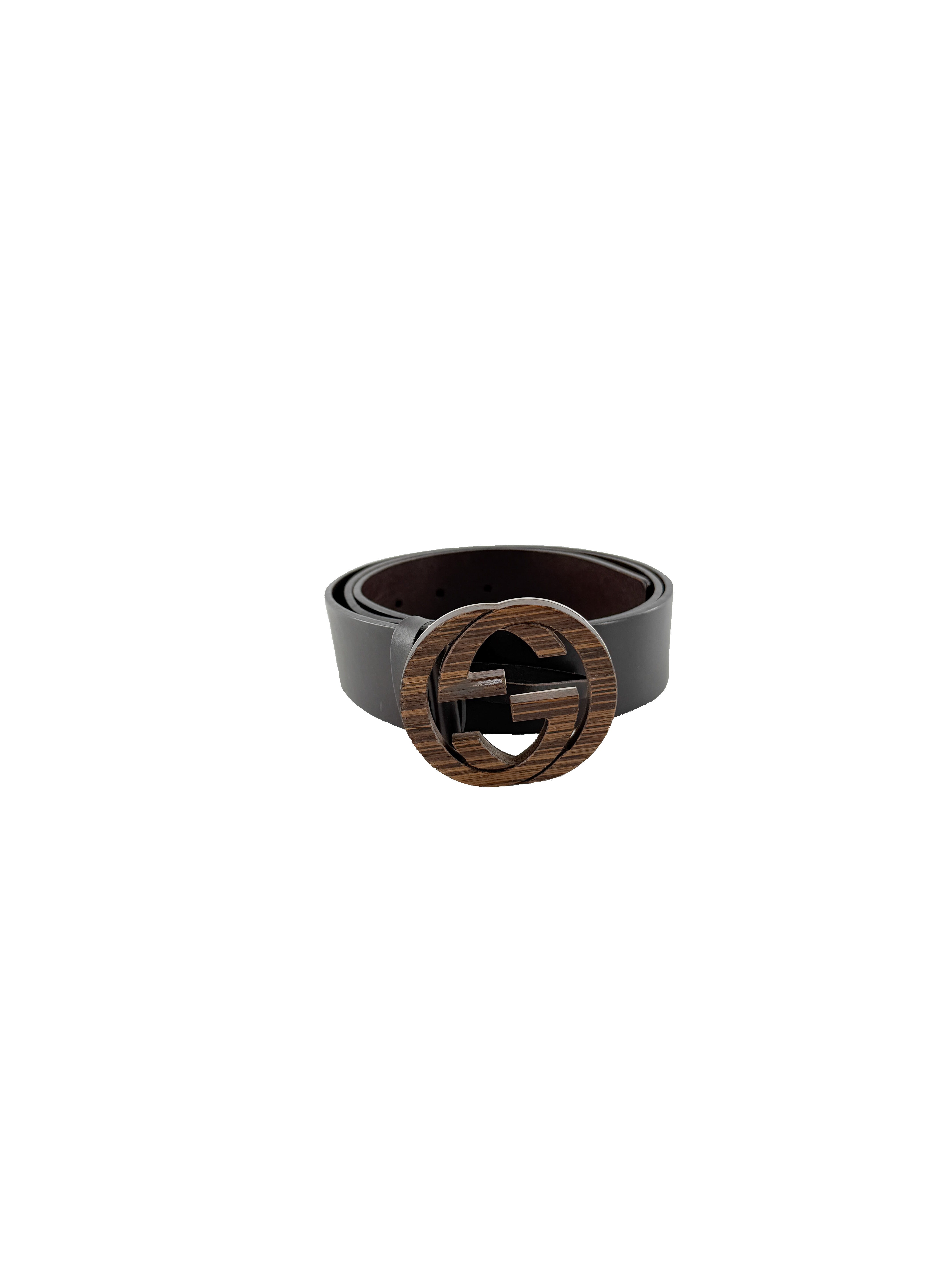 Gucci brown wood GG belt size 100 525040