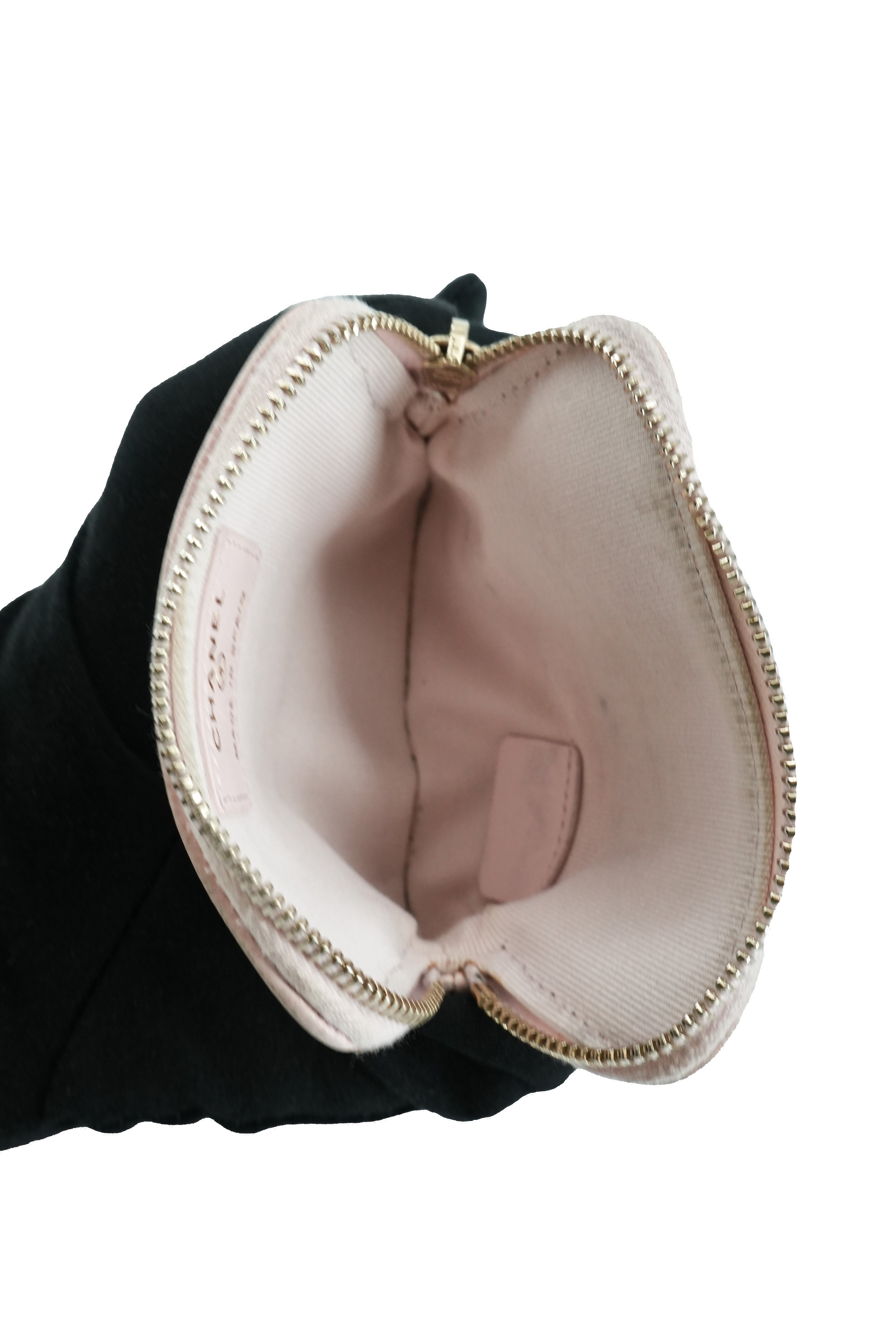 Chanel light pink quilted square zip around wallet 32075634