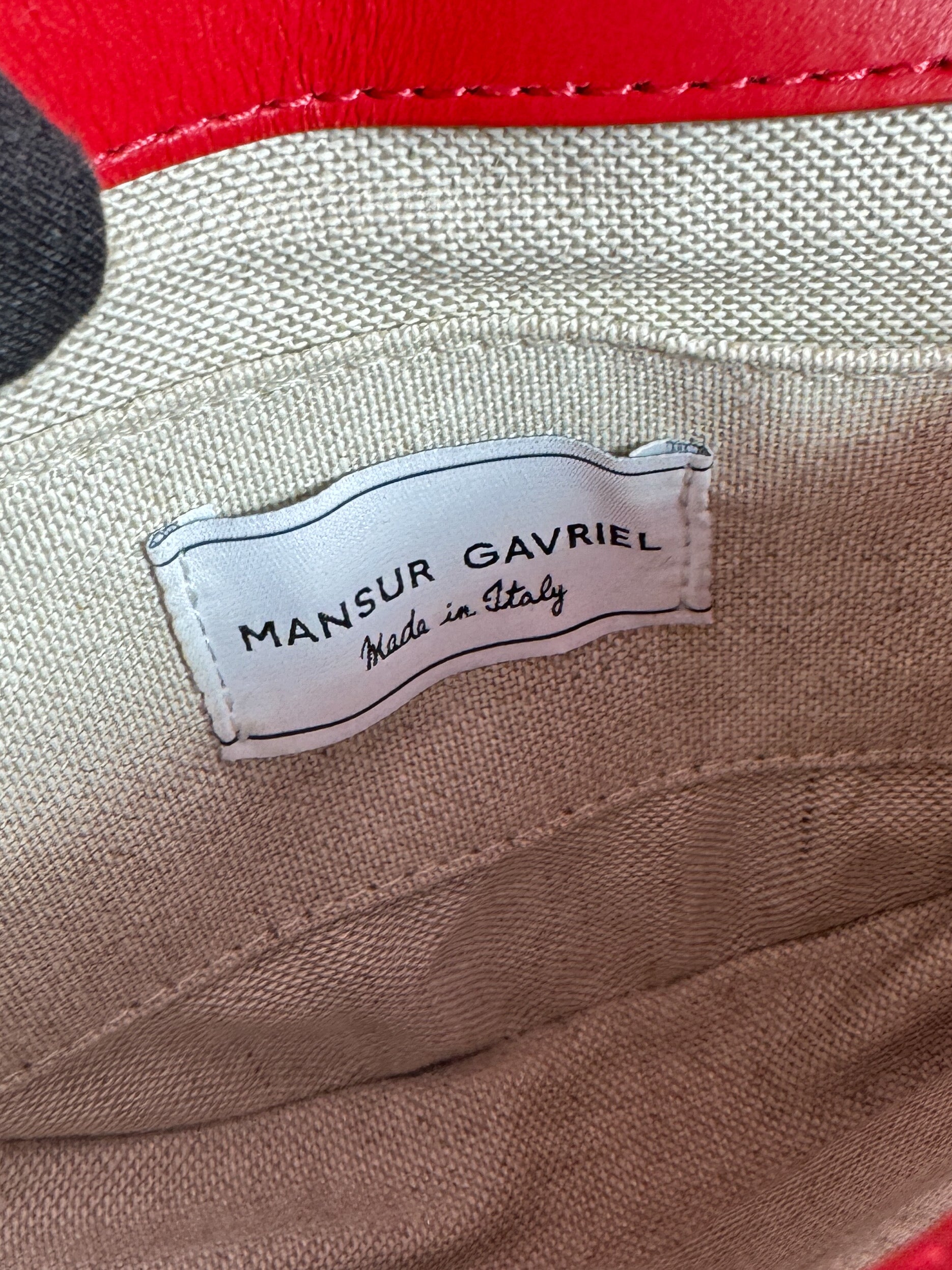 Mansur Gavriel red leather Mini Saddle crossbody