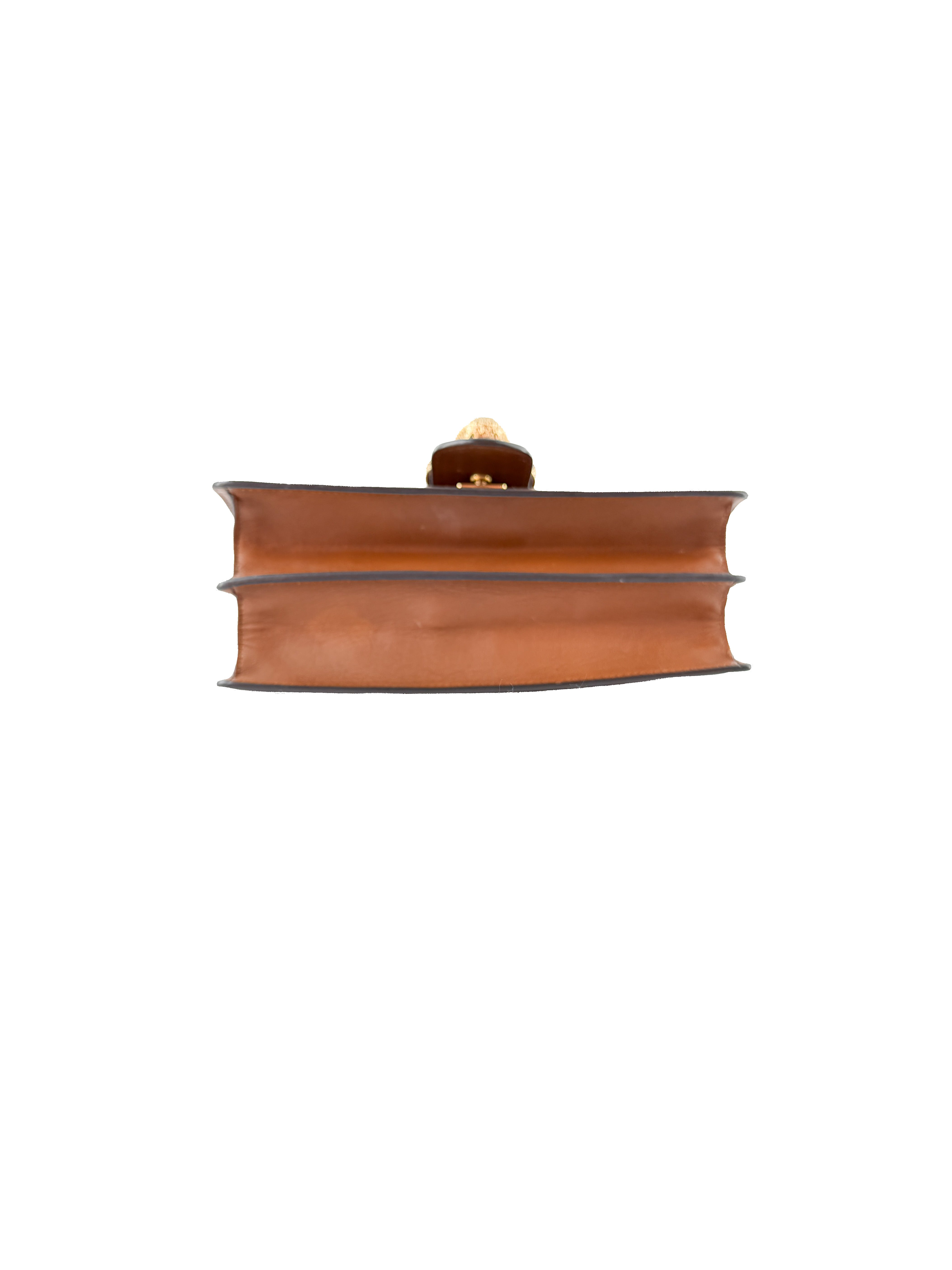 Gucci Animalier Leather Shoulder Bag Brown 412007 525040