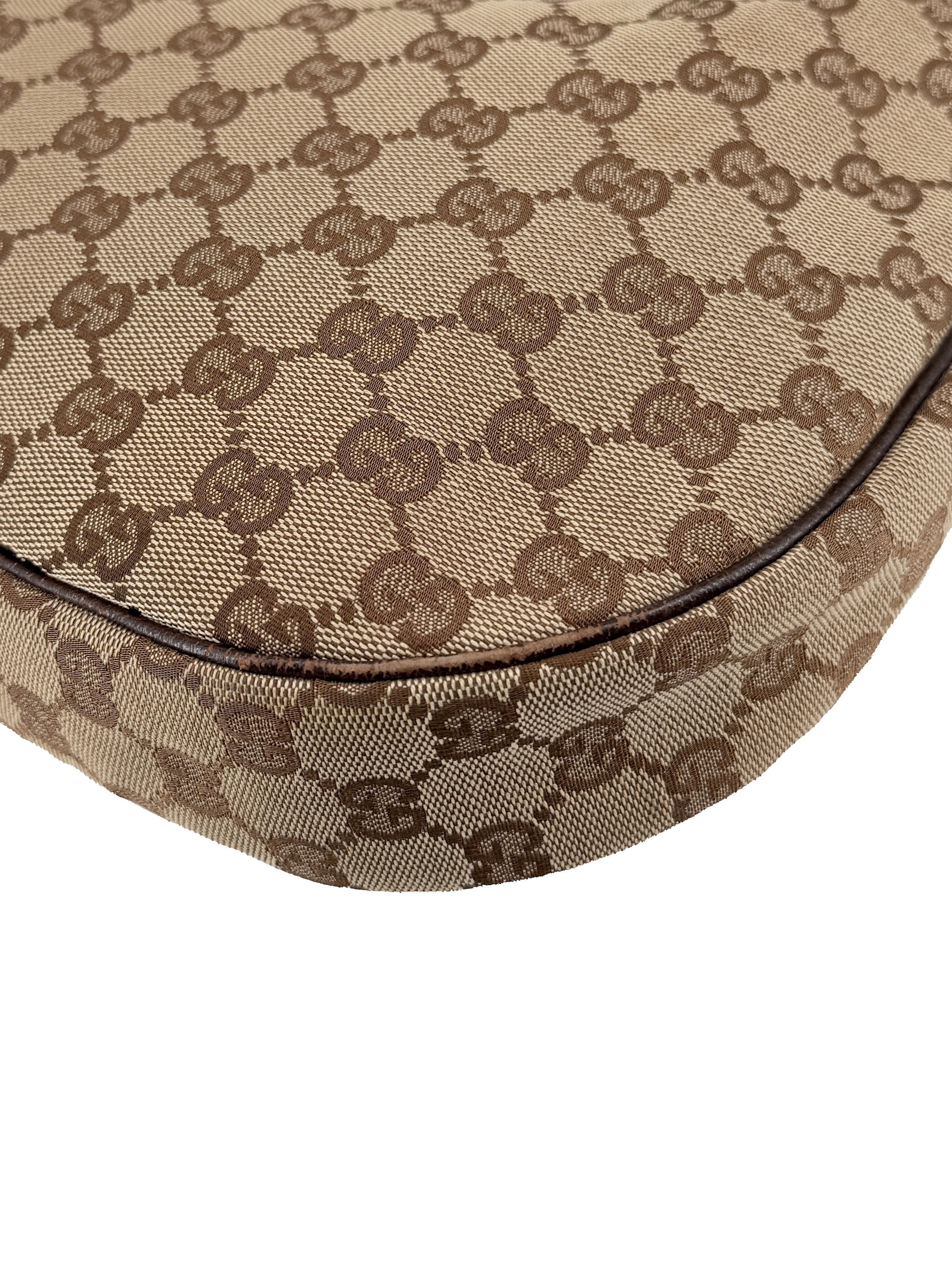 Gucci brown GG half moon canvas shoulder bag 122790001998
