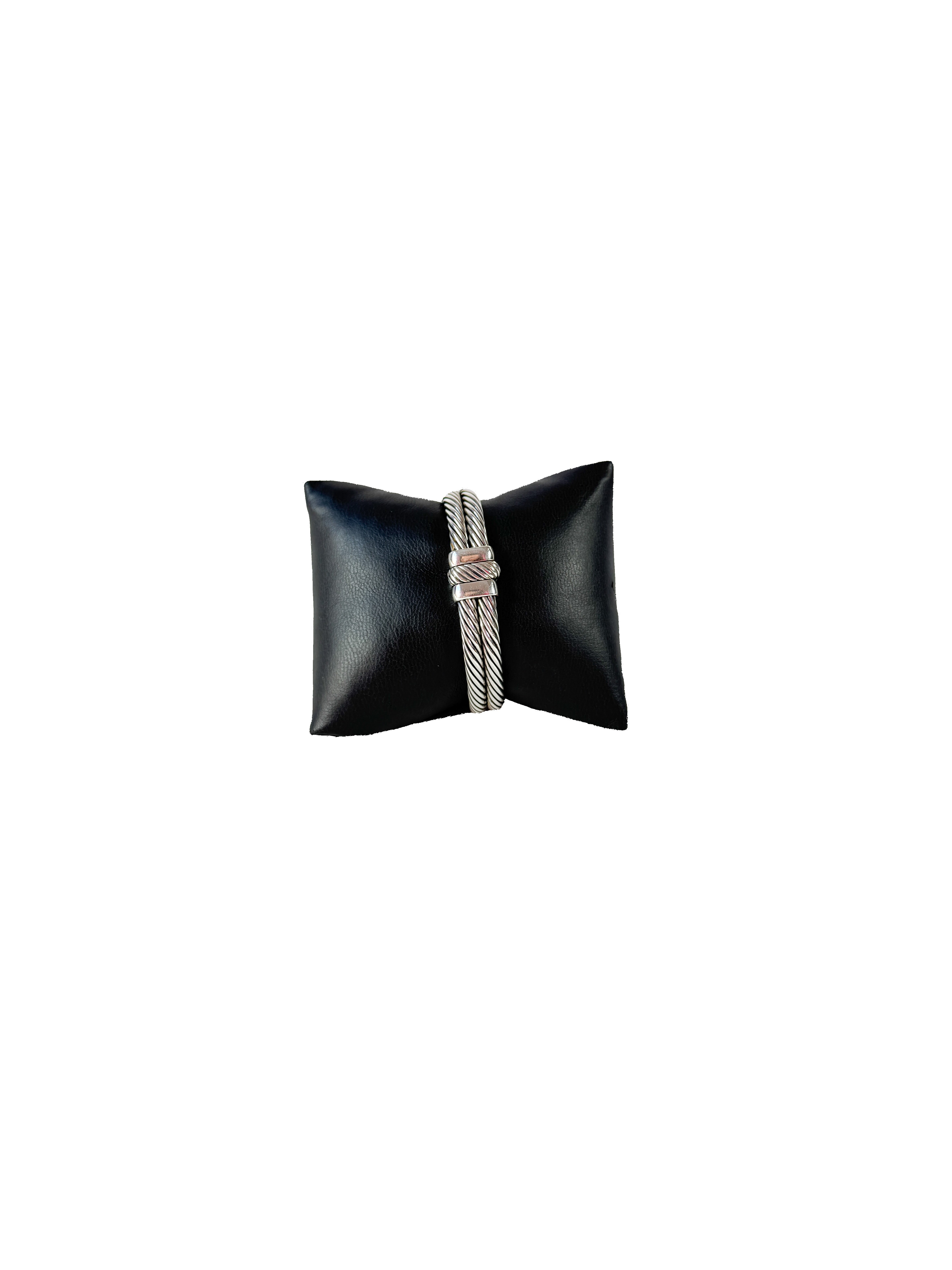 David Yurman sterling silver 14k gold blue topaz cable watch