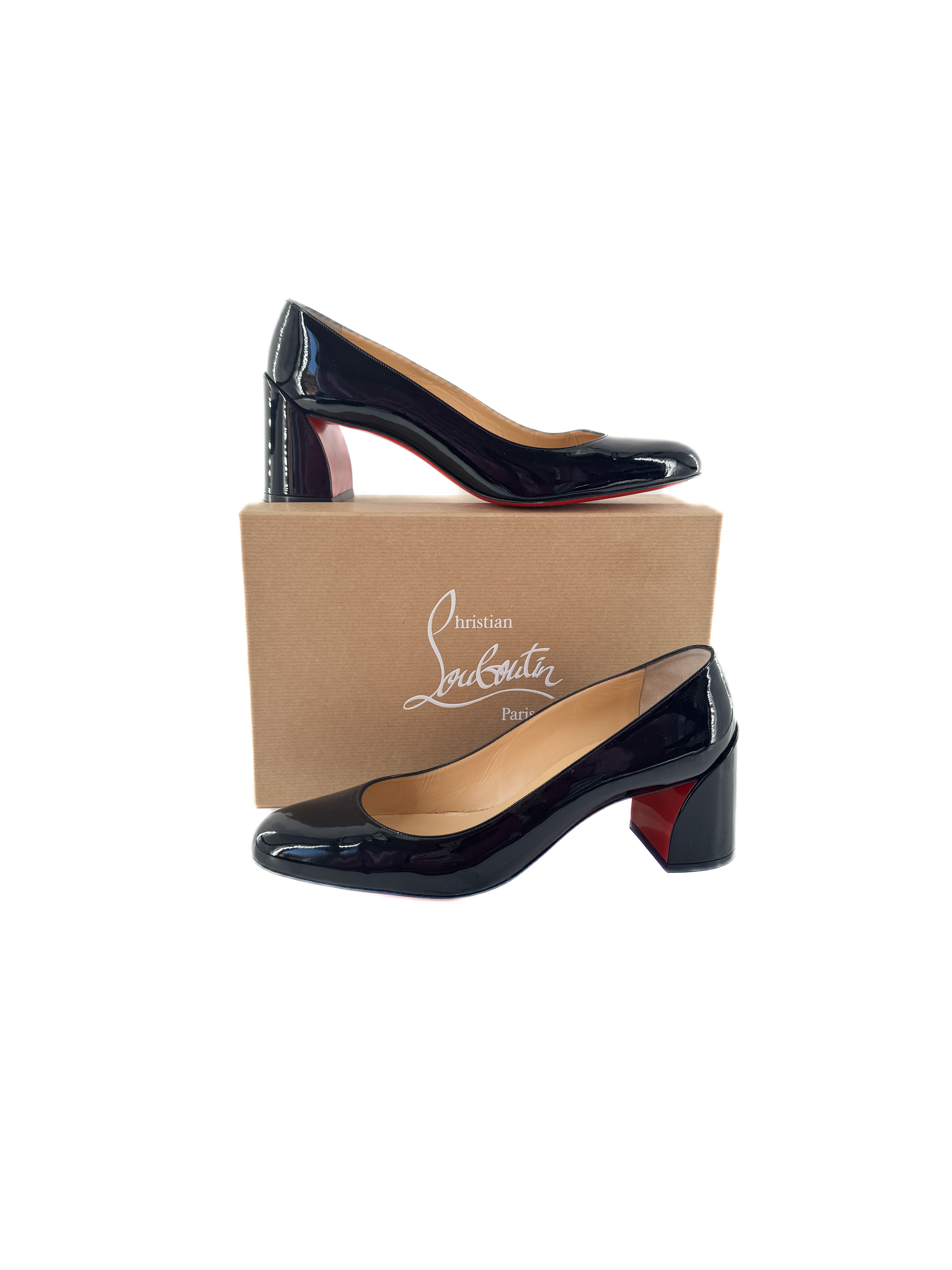 Christian Louboutin black patent Miss Sab 55 pumps size 41 BOX