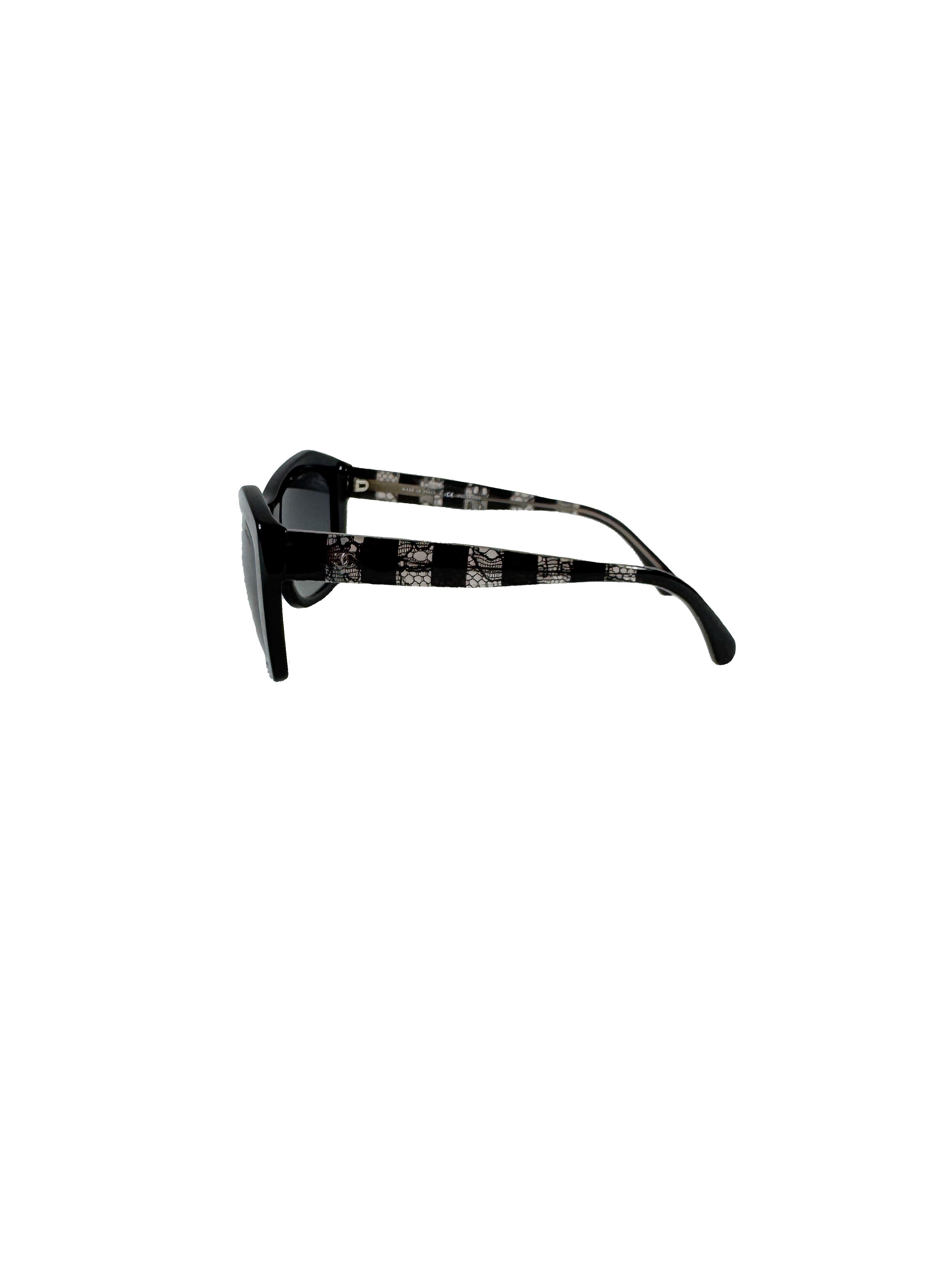 Chanel black lace effect sunglasses 5296