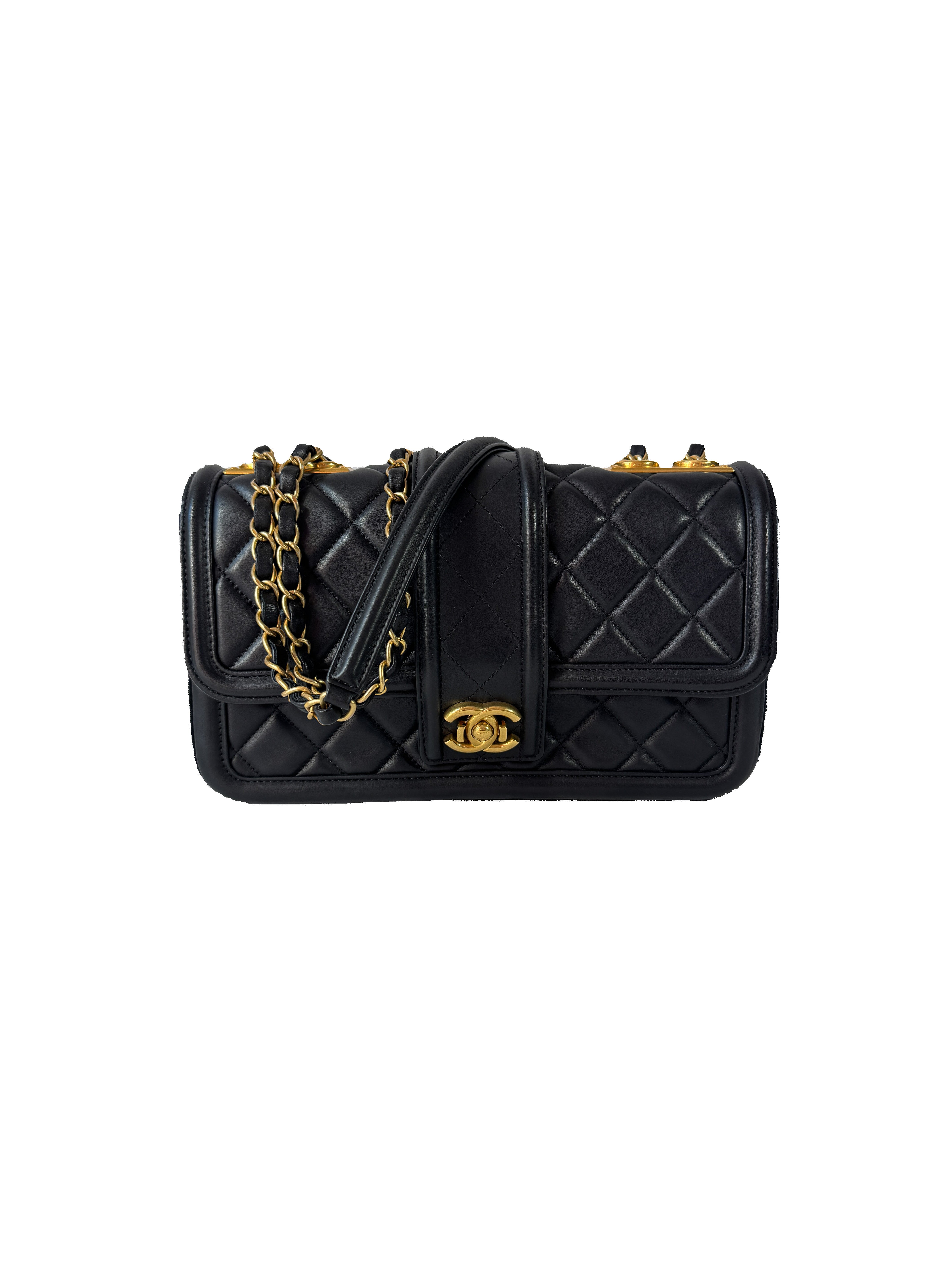 Chanel medium black lambskin Elegant CC flap 208382260