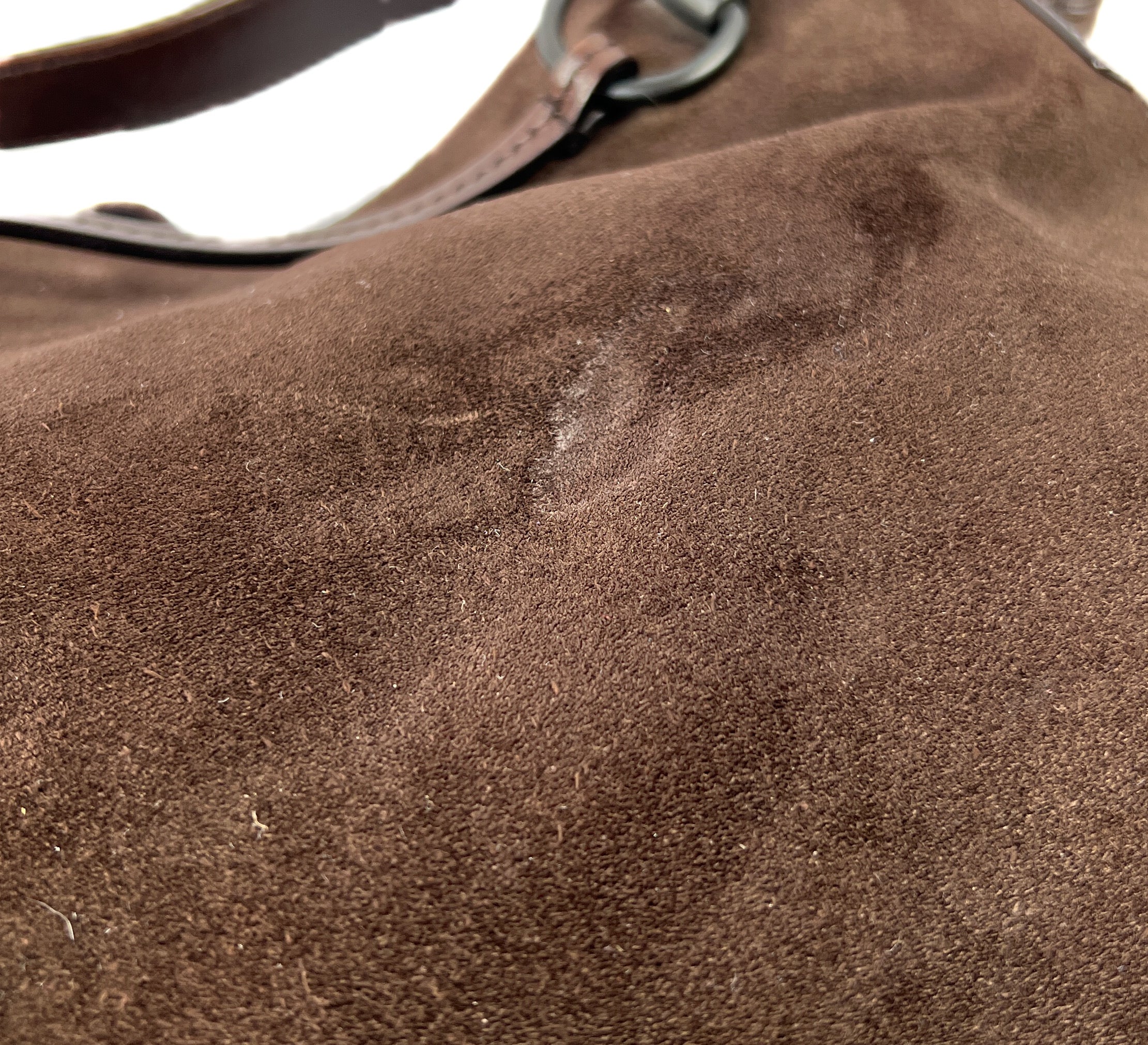 Gucci brown suede horsebit hobo shoulder bag **as is**