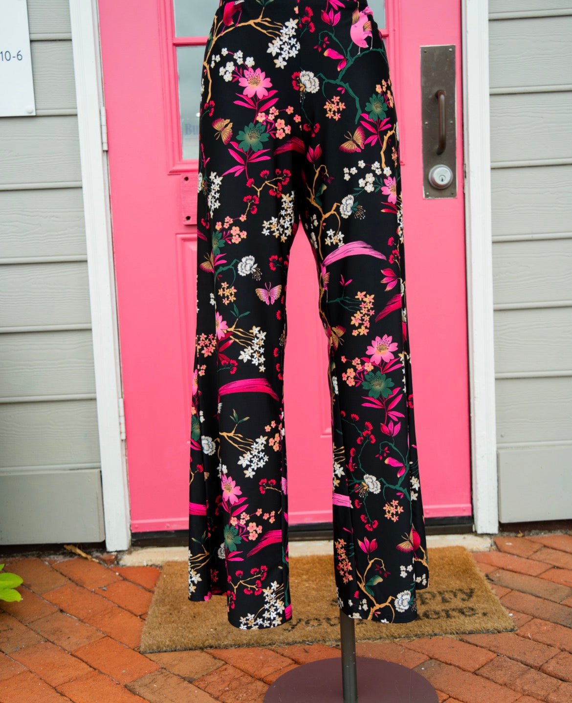 Jude Connally black pink floral pants size L