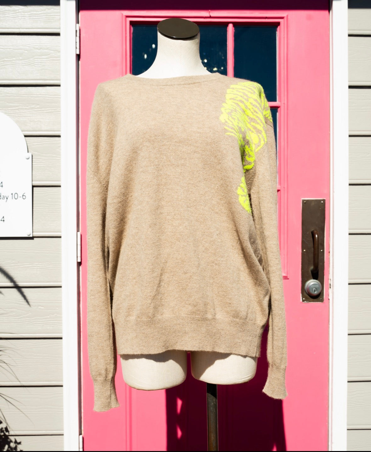Jumper beige neon tiger cashmere sweater size L
