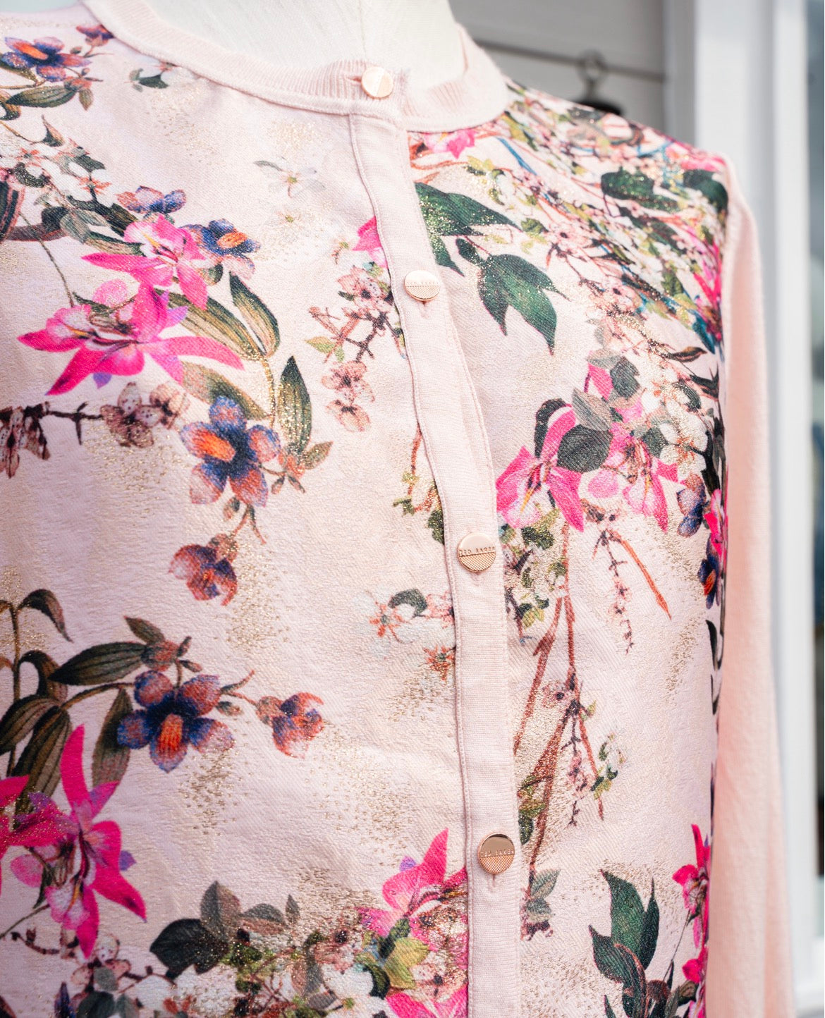 Ted Baker pink floral cardigan size 3 (US 6/8)
