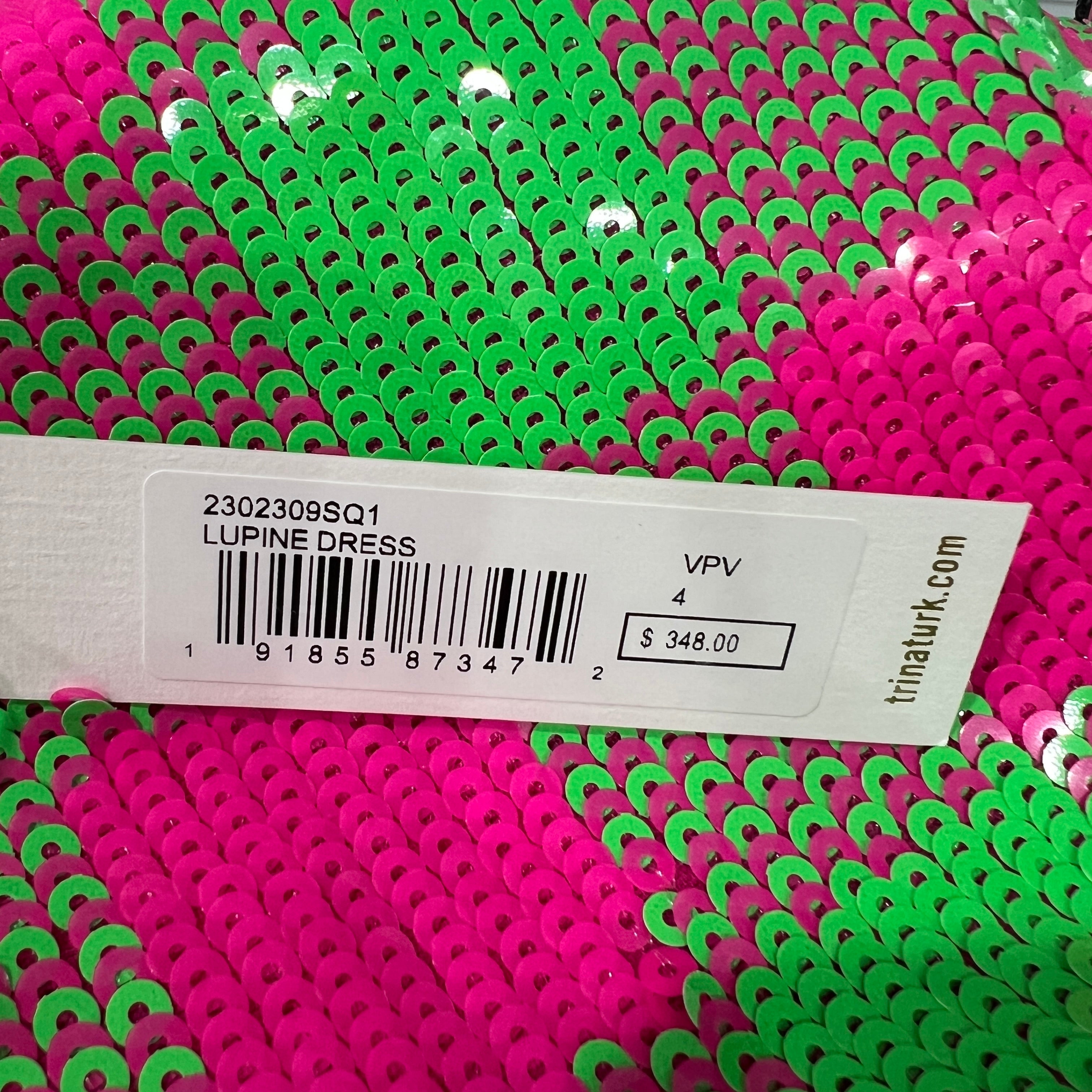 Trina Turk green pink Lupine dress size 4 NWT