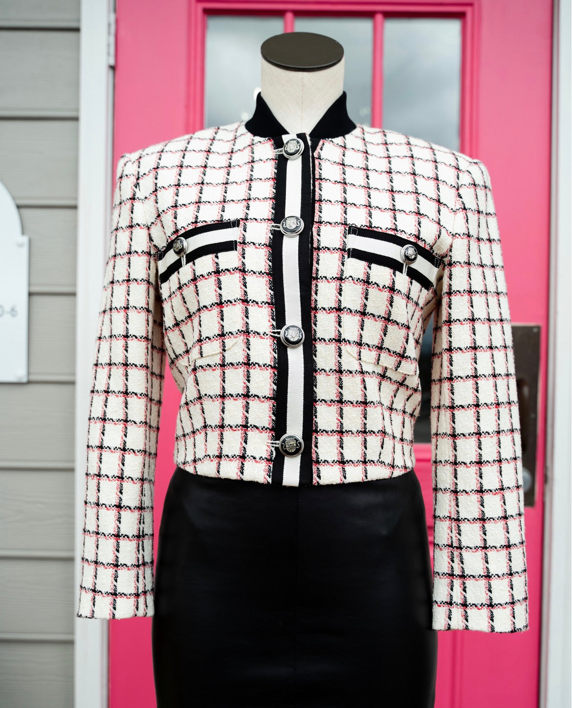 Veronica Beard cream, black, red Ellicot jacket size 00 NWT