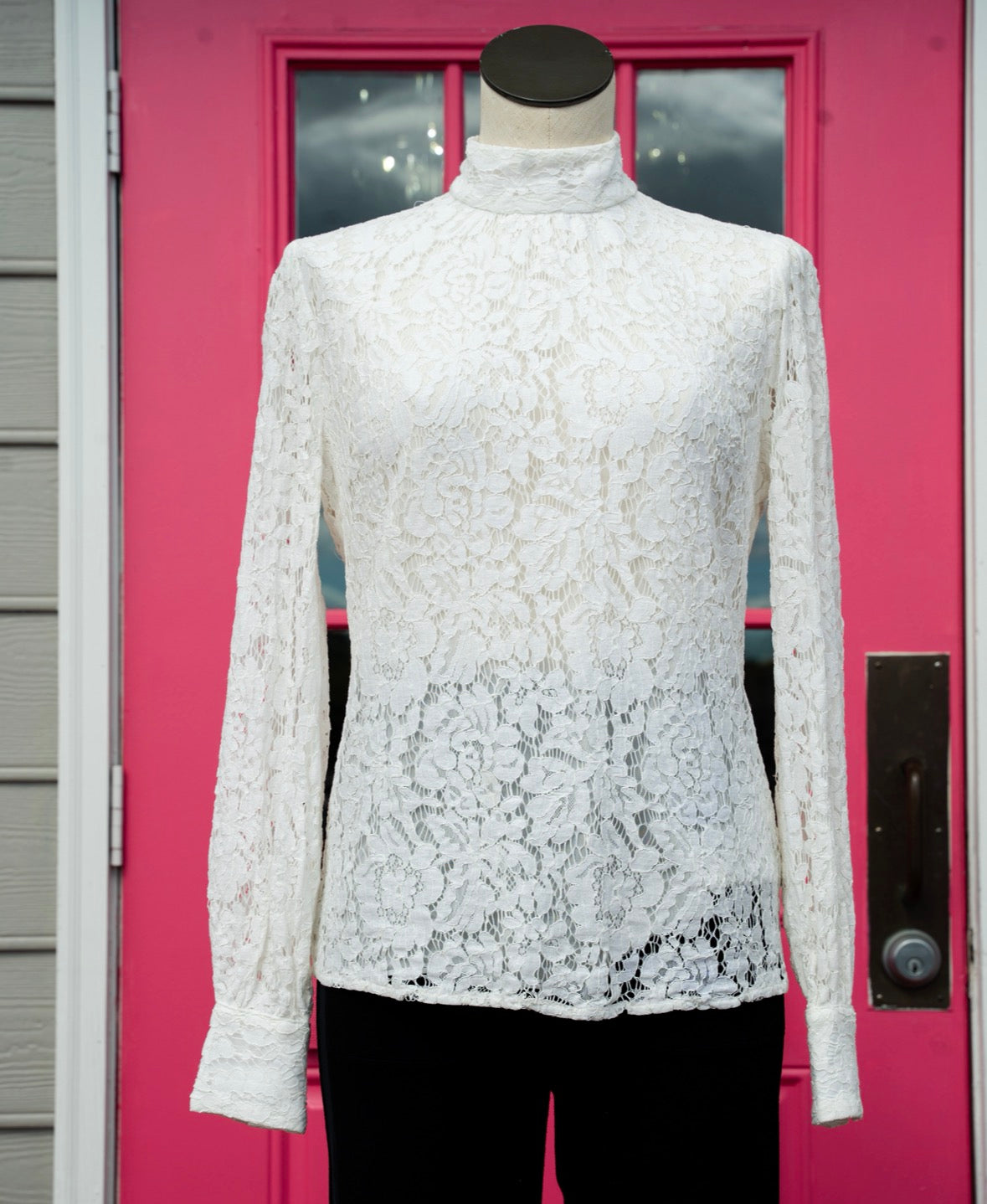 Lauren Ralph Lauren white LS lace top size 4