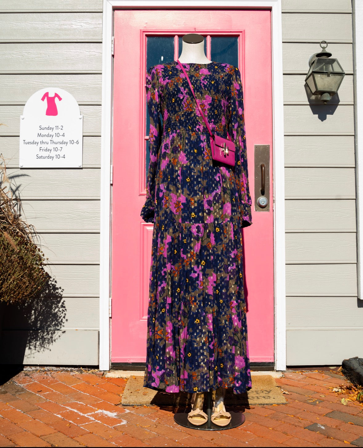 Oliphant navy and magenta patterned maxi dress