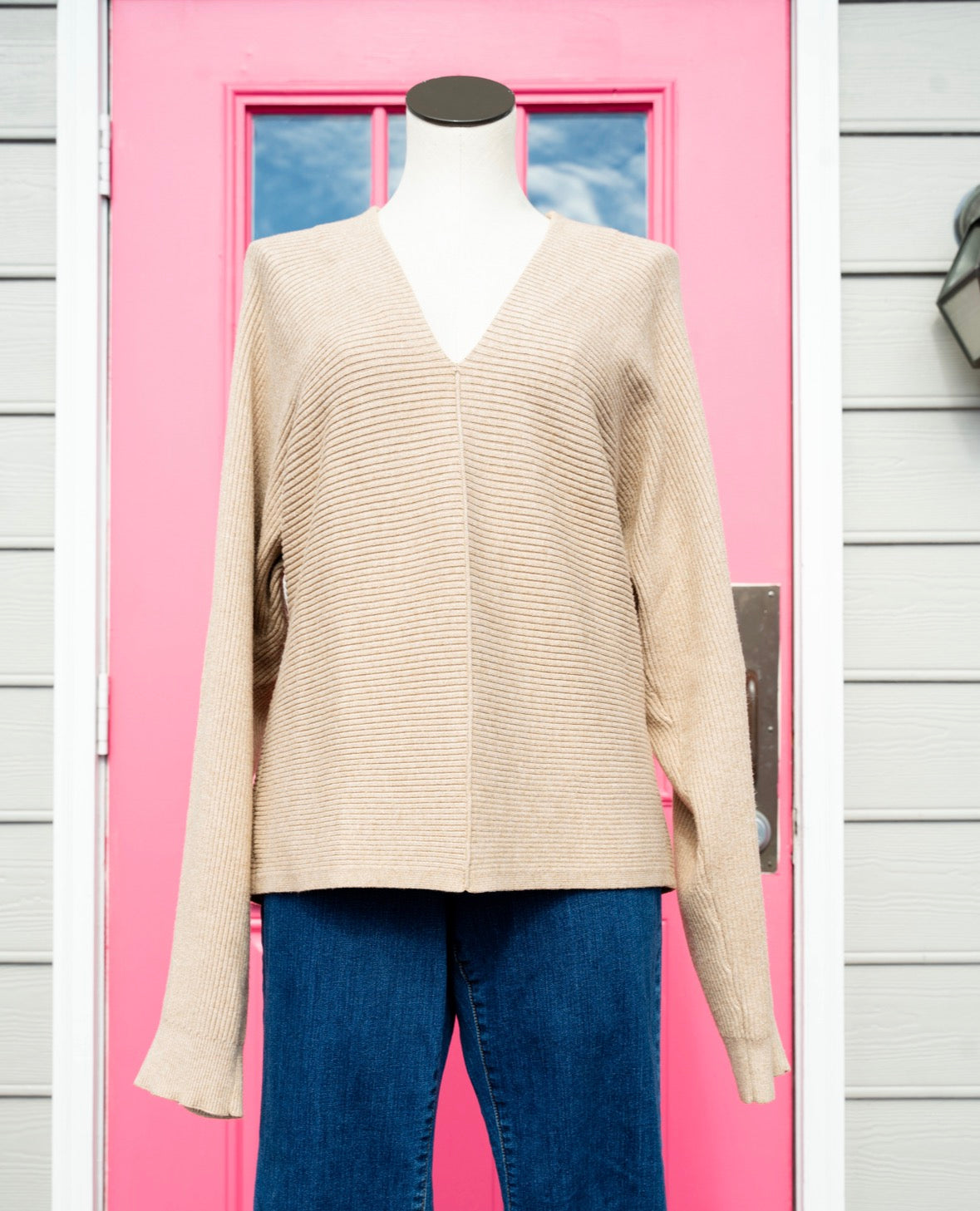 Maeve beige ribbed sweater size XL