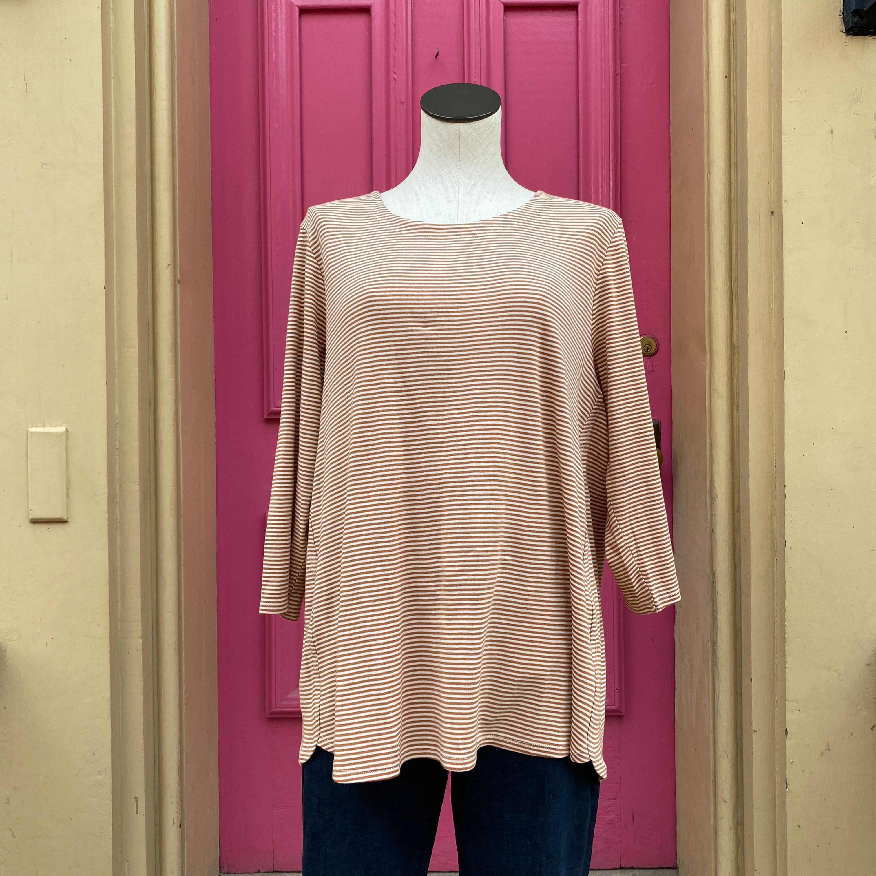 J.Jill brown cream striped long sleeve top size 2X New With Tags