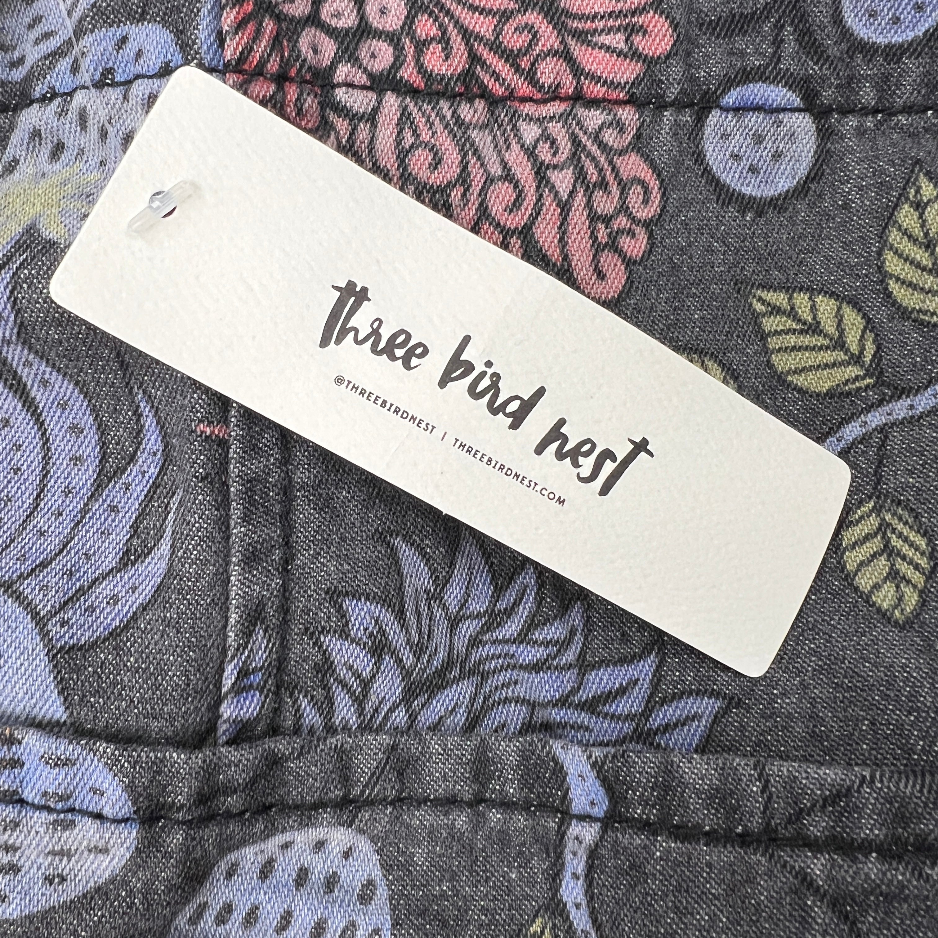 Three Bird Nest floral overalls size L NWT