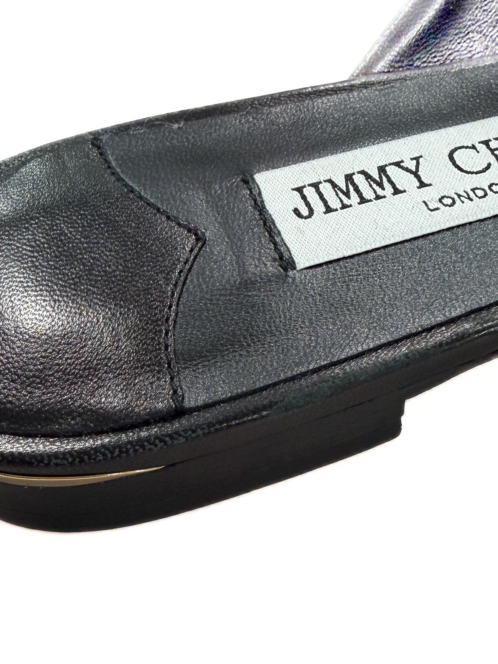 Jimmy Choo black napa Avenue slides size 37.5 NEW BOX