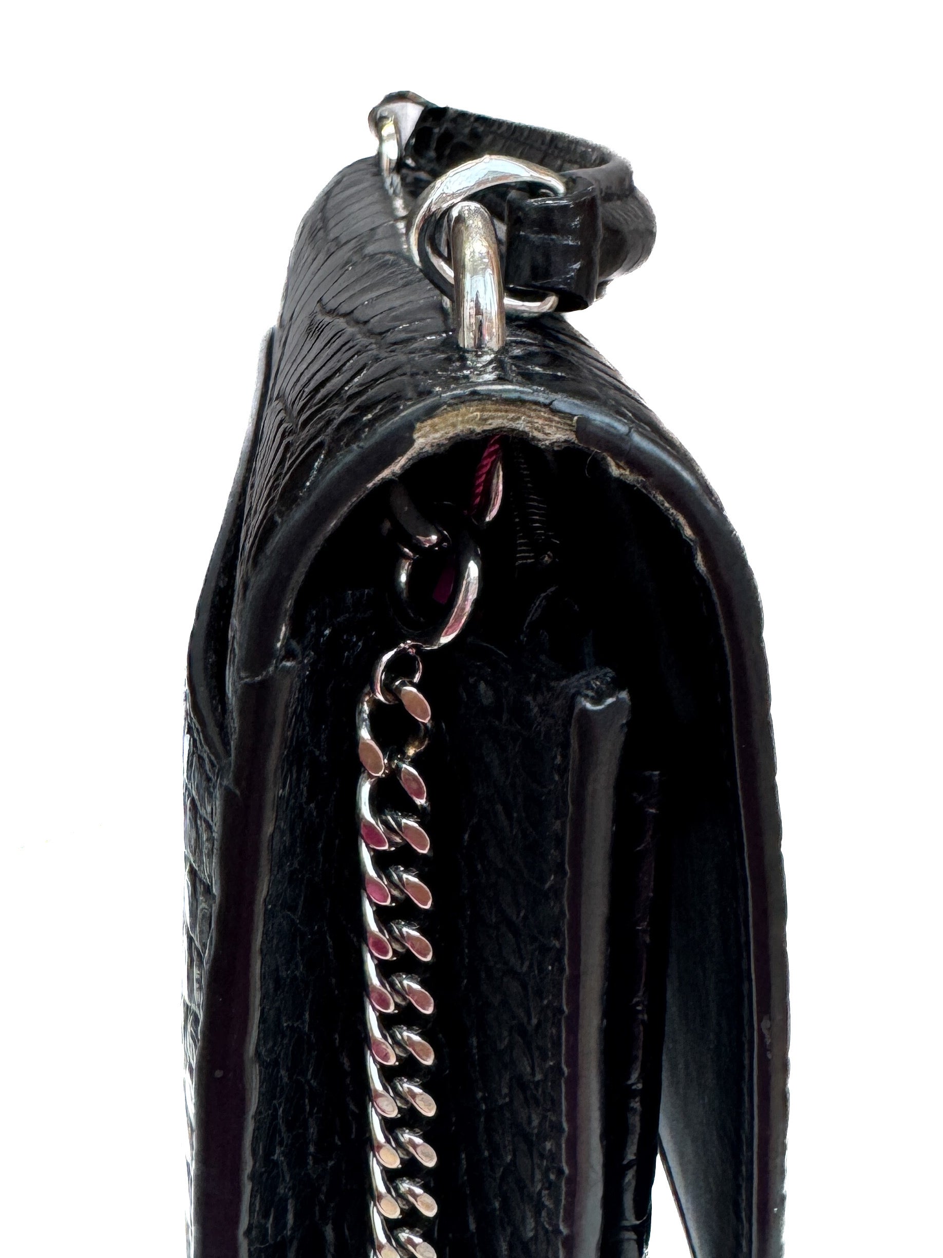 Saint Laurent black croc embossed Sunset mini GUE533026-0219