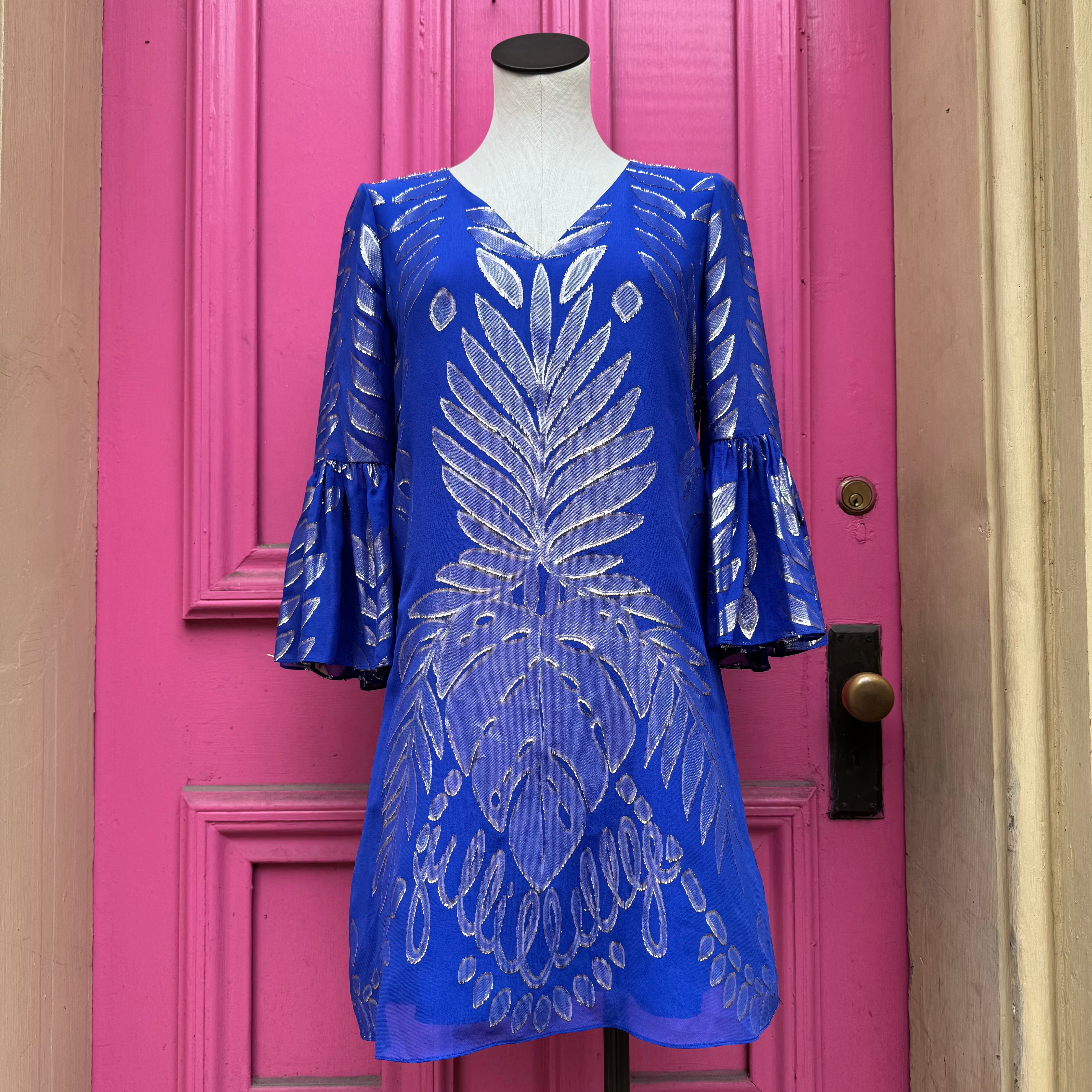 Lilly Pulitzer royal purple leaf Caroline silk tunic dress size S NWT - My Girlfriend's Wardrobe LLC