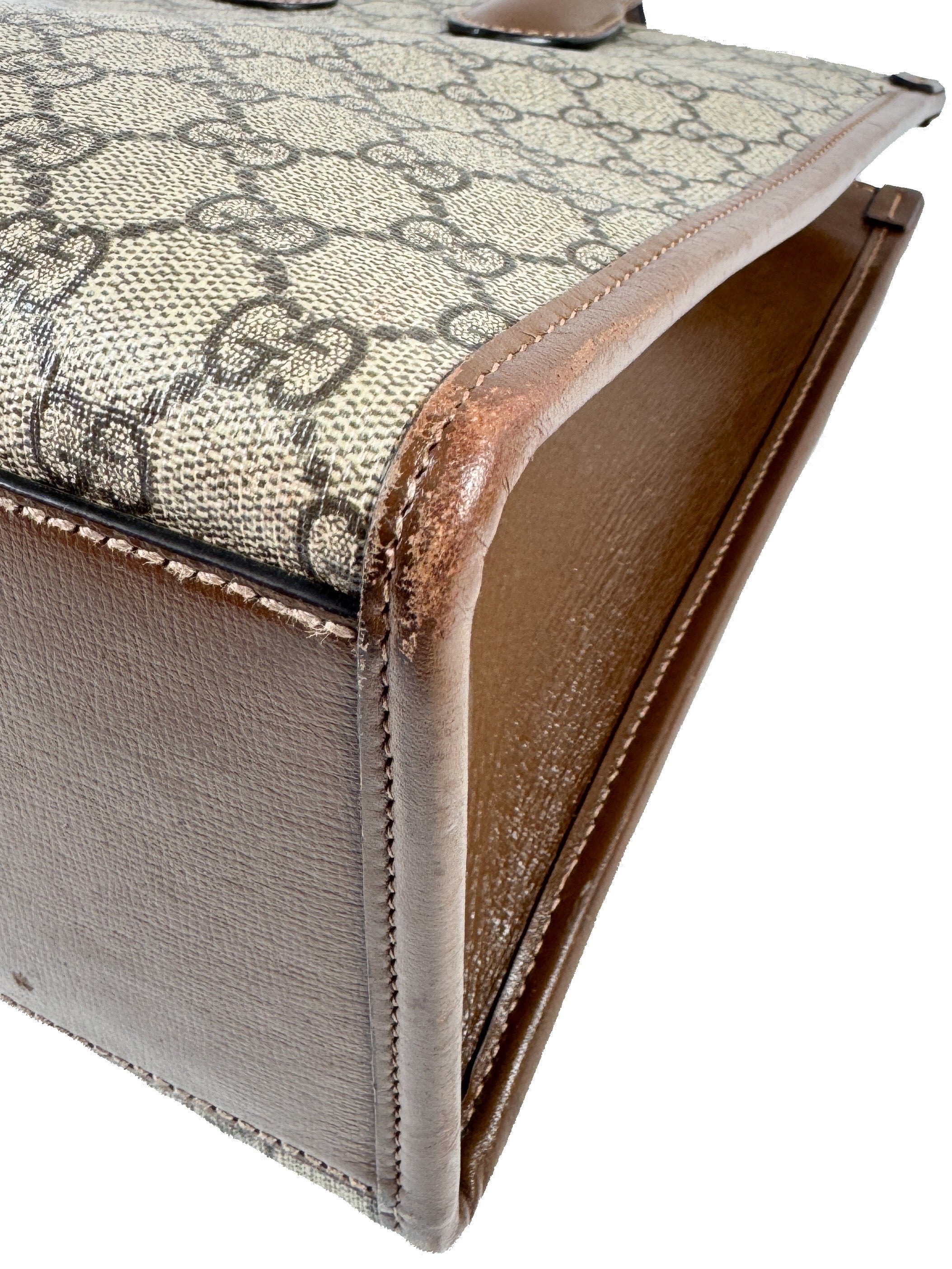 Gucci brown GG Supreme Monogram Azalea Calfskin Small Retro Interlocking G Tote 659983520981