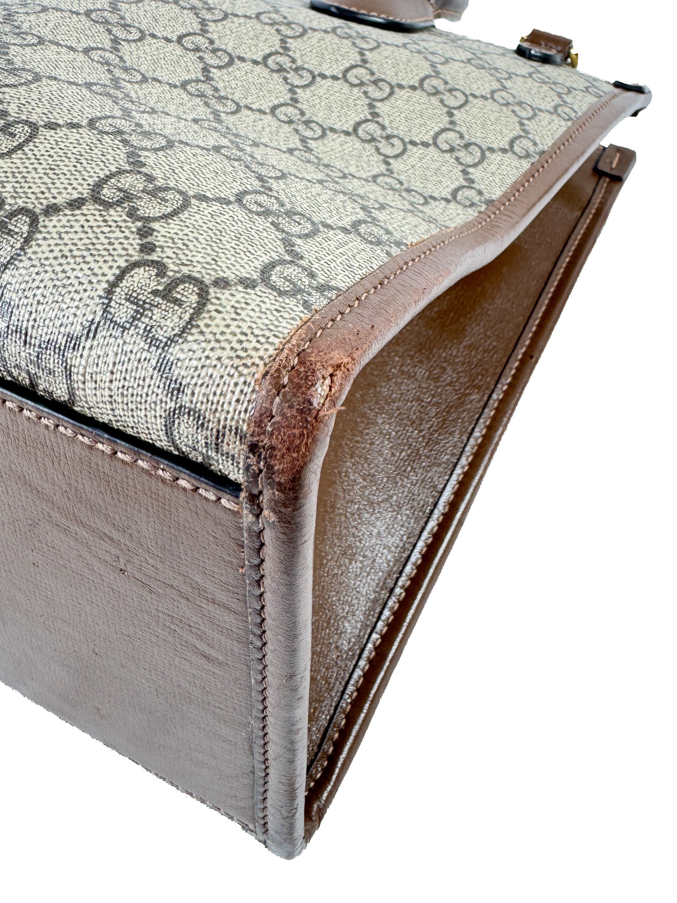 Gucci brown GG Supreme Monogram Azalea Calfskin Small Retro Interlocking G Tote 659983520981