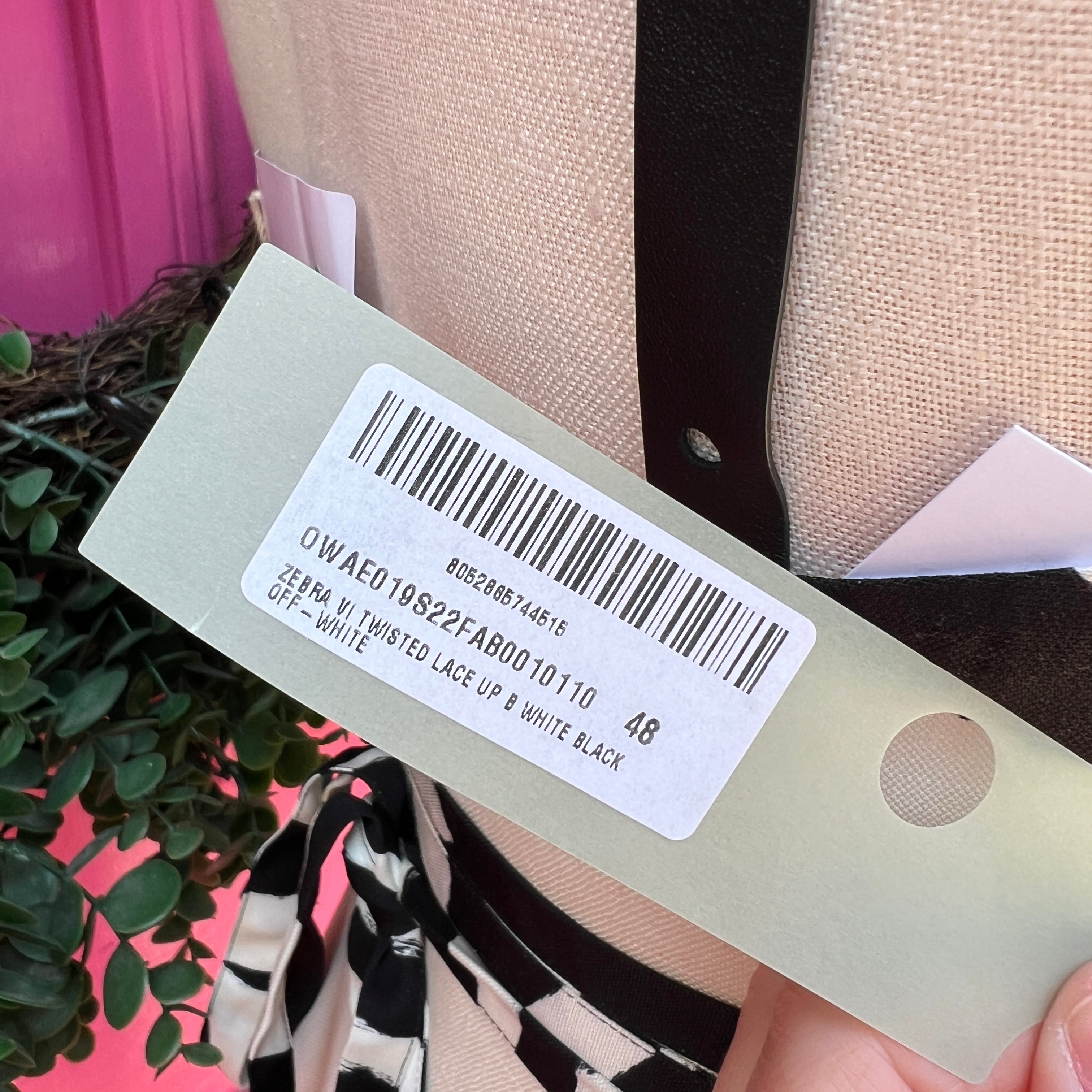 Off White zebra twisted lace up top size 48 (US 12/L) NWT