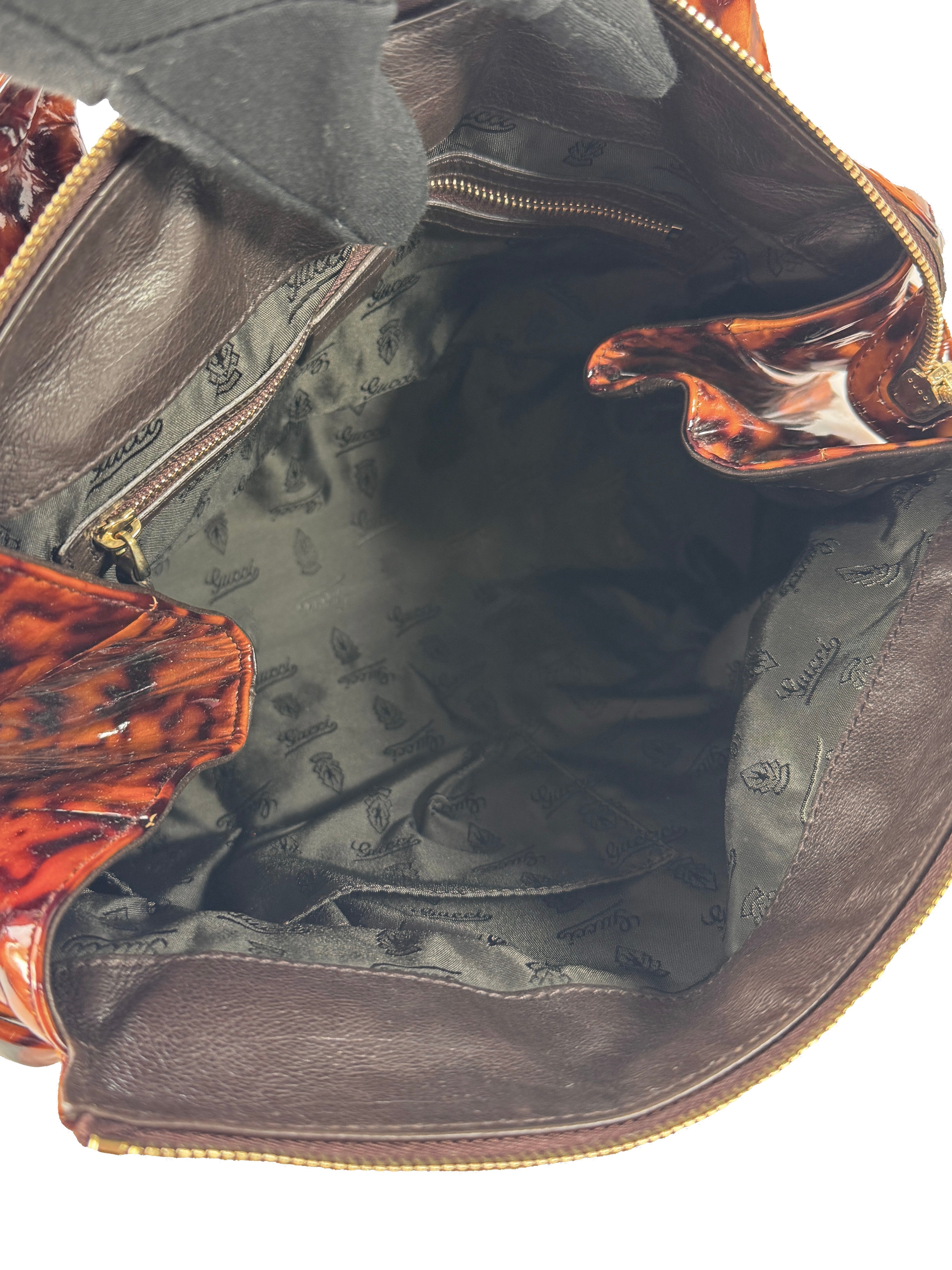 Gucci patent leather tortoise Hysteria small hobo 197020 486628