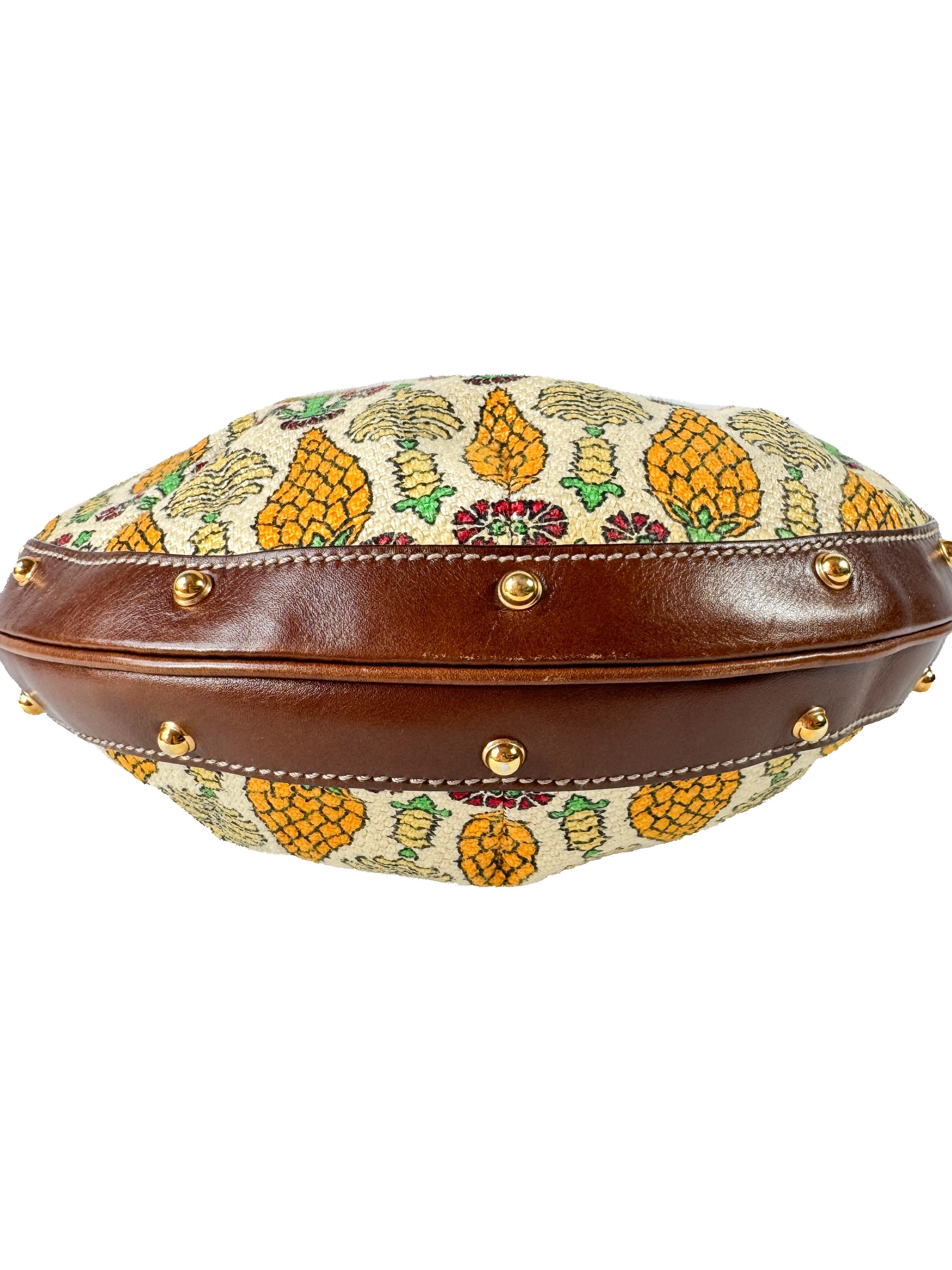 Gucci Monogram Biba Pineapple Print Hobo Brown 159773 482794