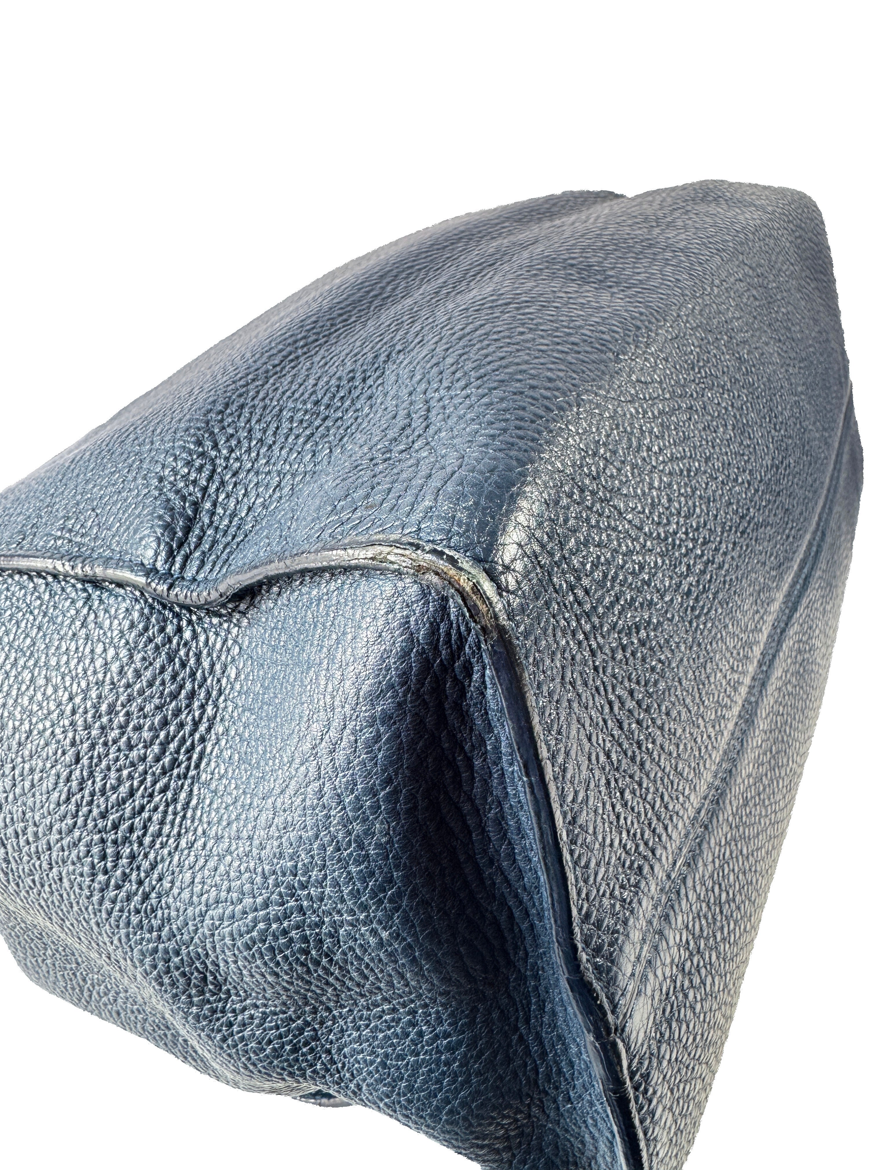 Prada Convertible Shopper Tote Vitello Daino Large Navy/black 56