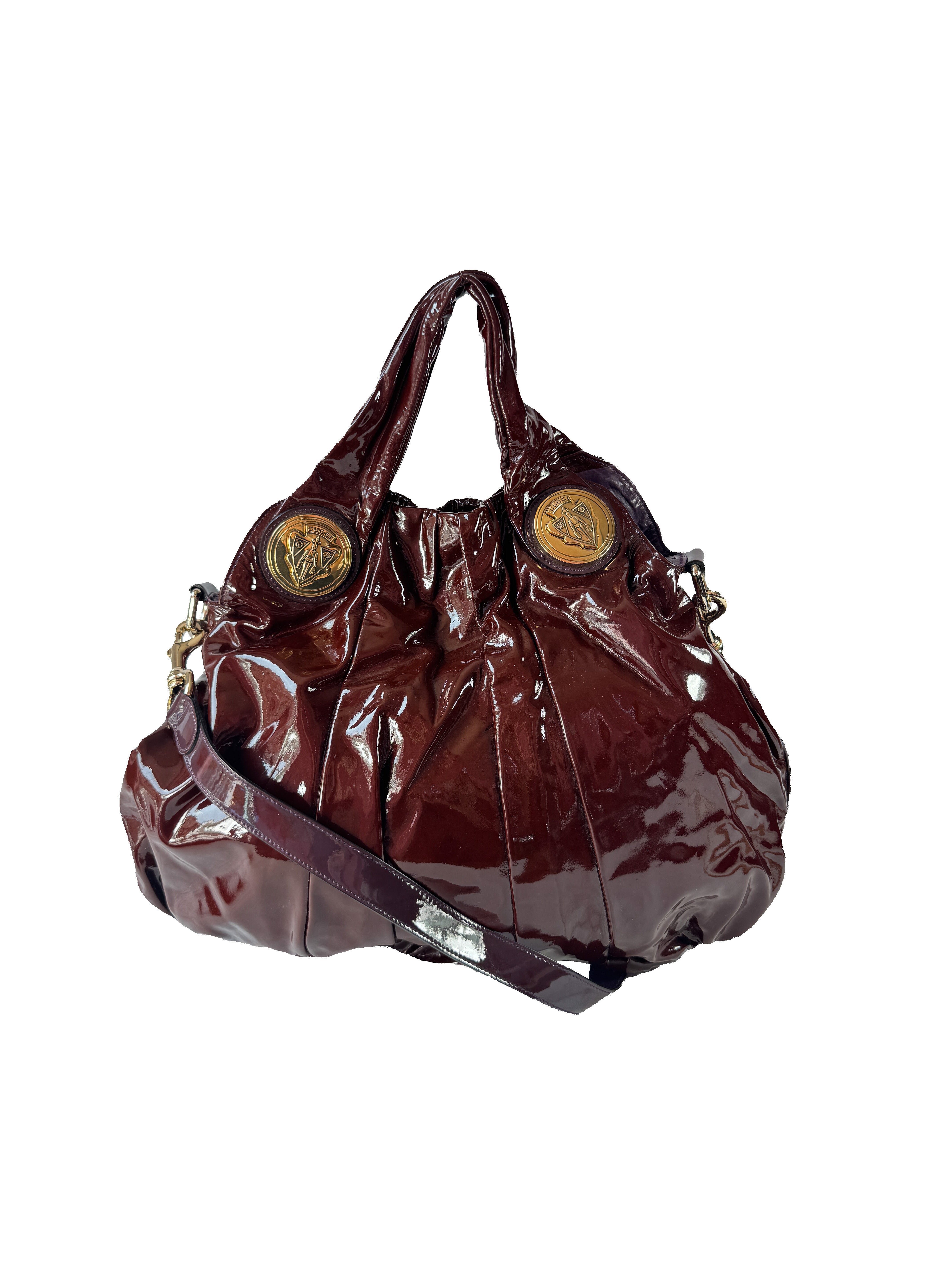 Gucci Hysteria burgundy leather patent leather bag 197016 001013
